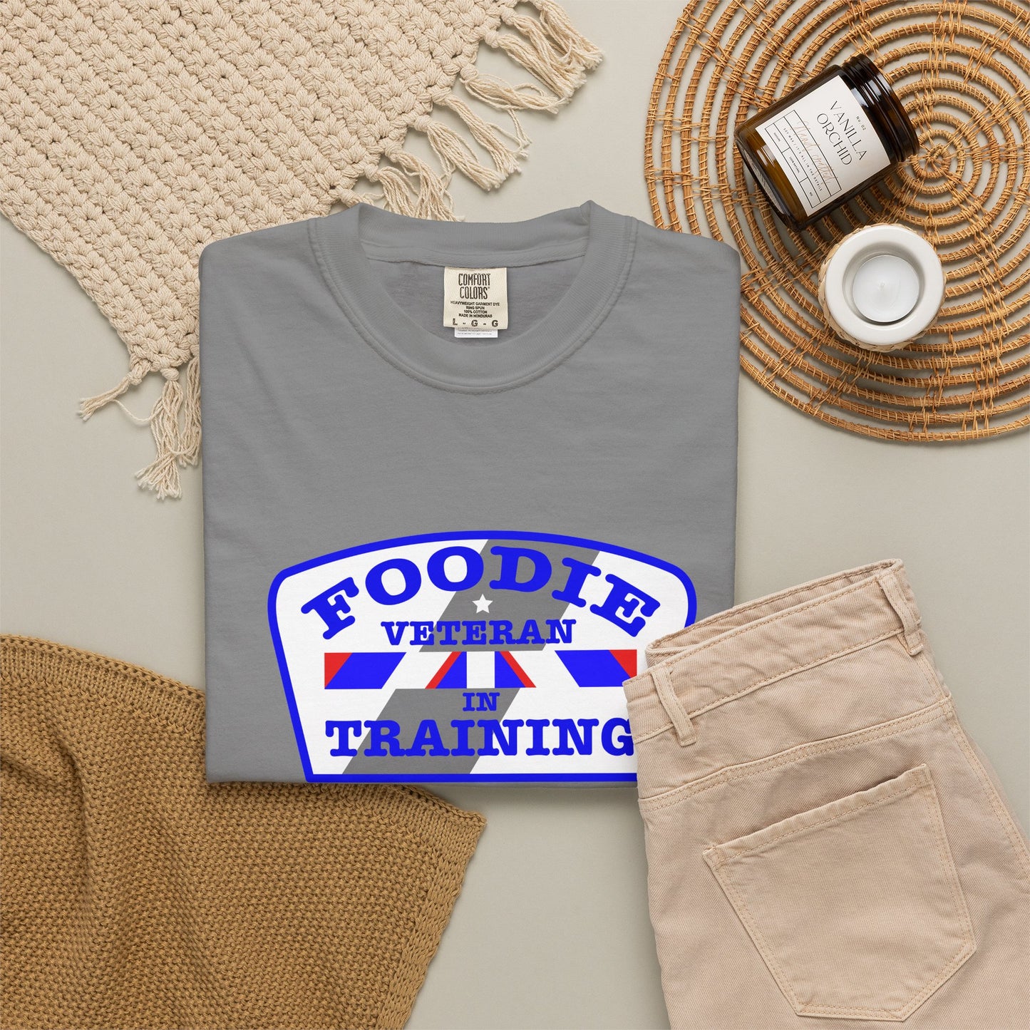 L.O.E.F Foodie Veteran IN TRAINING Unisex Tee Shirt (Blue)