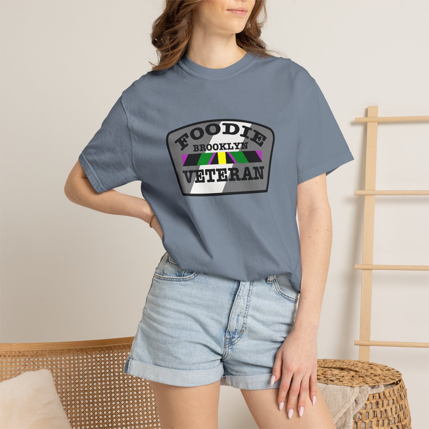 L.O.E.F Foodie Veteran Brooklyn Unisex Tee Shirt (Gray)