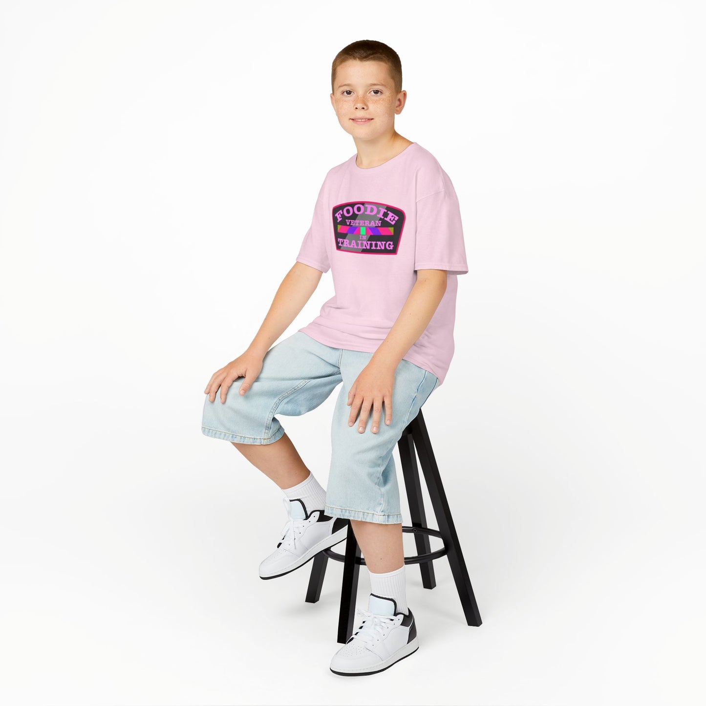 L.O.E.F Foodie Veteran In Training Kids Tee Shirt (Pink)
