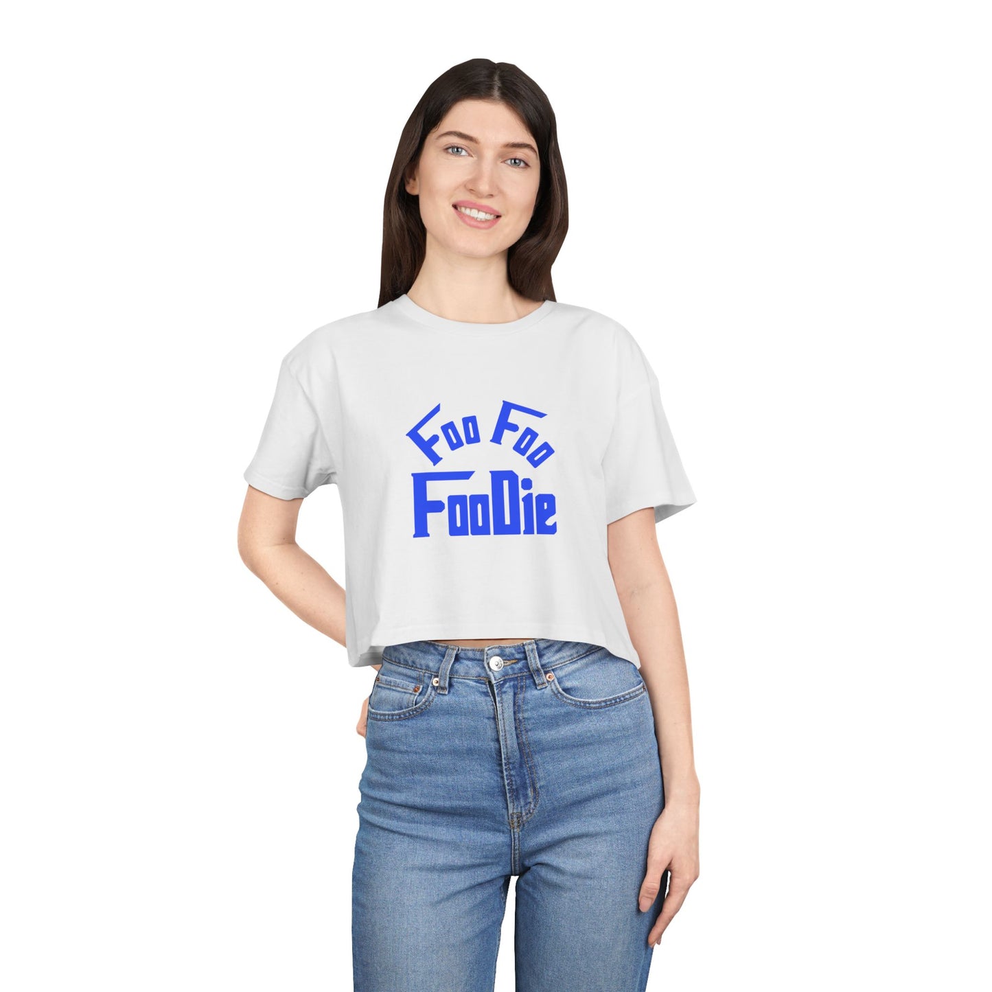L.O.E.F FOO FOO FOODIE Women Crop Tee(Dark Blue)