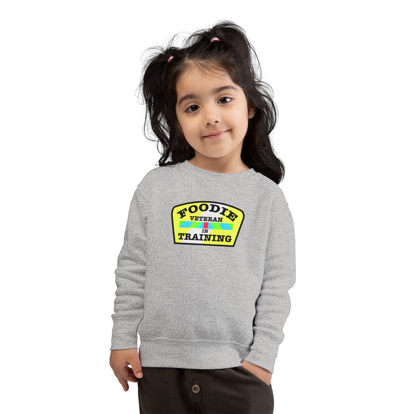 L.O.E.F Foodie Veteran In Training Toddler Sweatshirt (Black and Yellow)