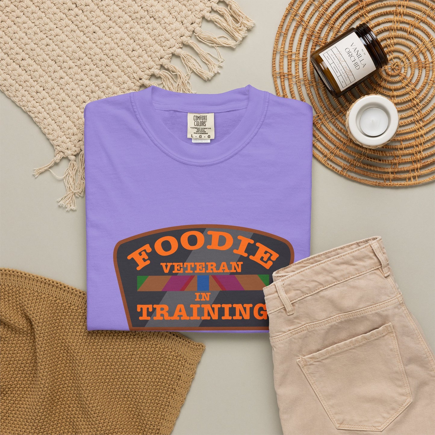 L.O.E.F Foodie Veteran IN TRAINING Unisex Tee Shirt (Orange)