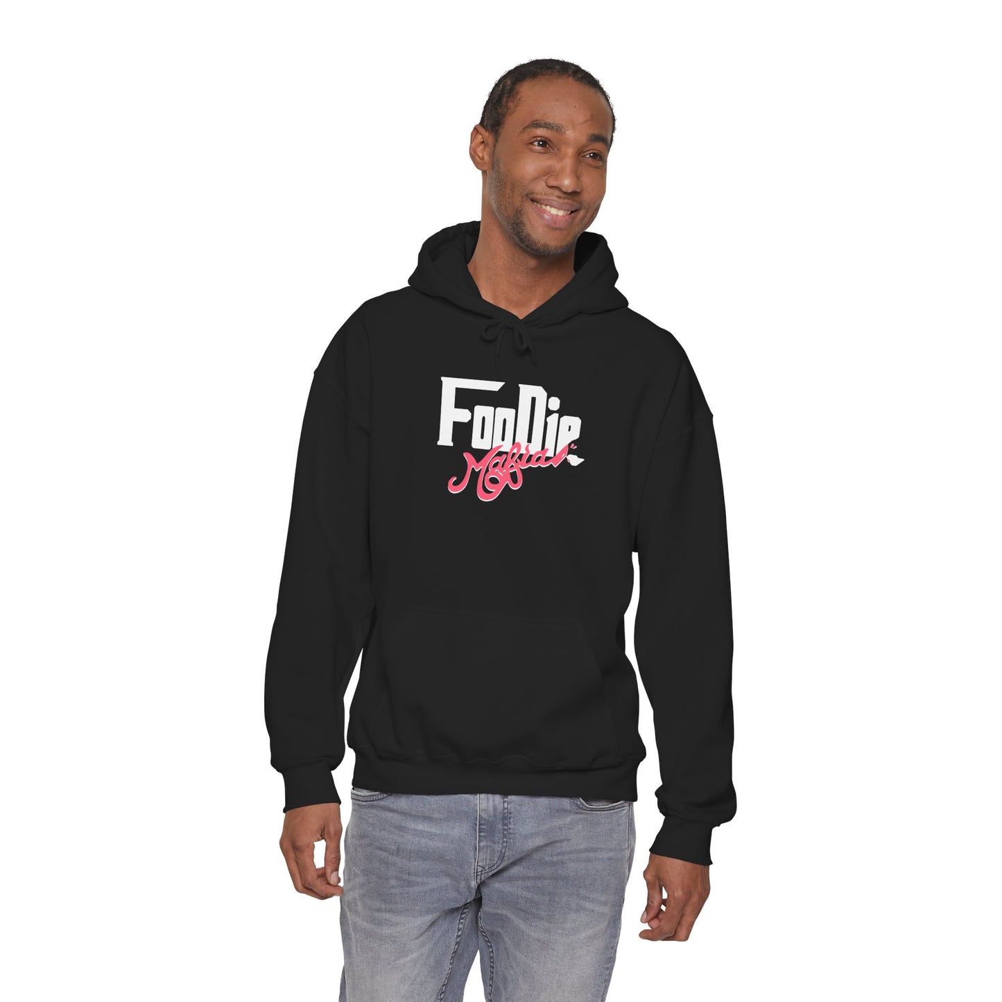 L.O.E.F White Foodie Mafia Unisex Hooded Sweatshirt (Fiery Red)