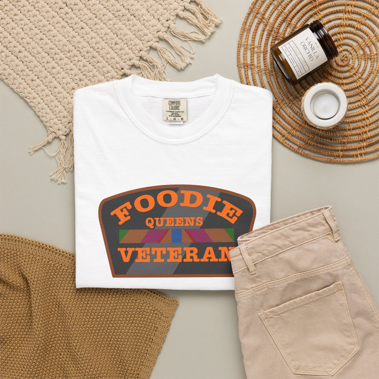 L.O.E.F Foodie Veteran QUEENS Unisex Tee Shirt (Orange)
