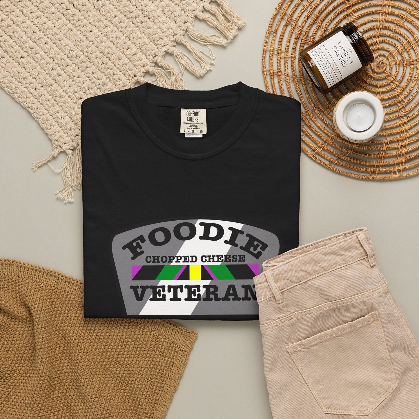 L.O.E.F Foodie Veteran Chopped Cheese Unisex Tee Shirt (Gray)