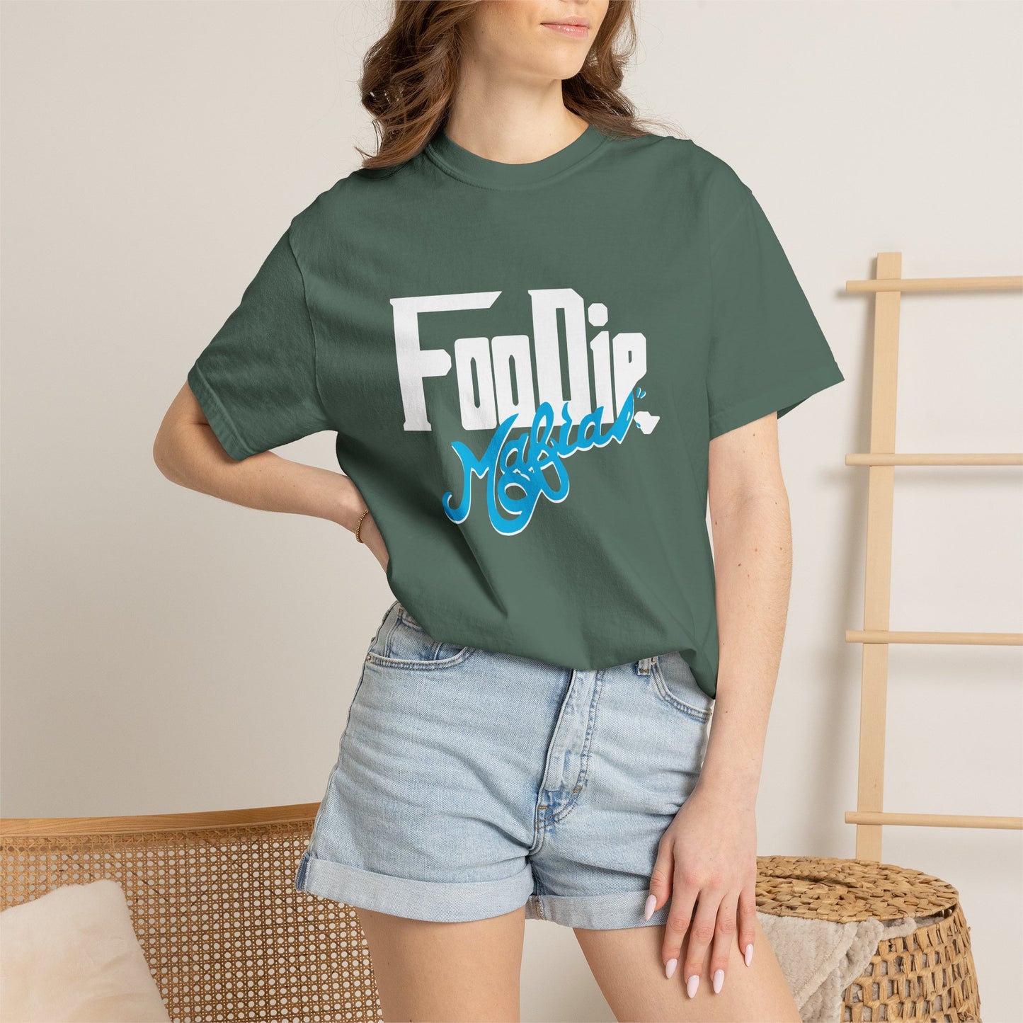 L.O.E.F White Foodie Mafia Unisex Tee Shirt  (Apricot)