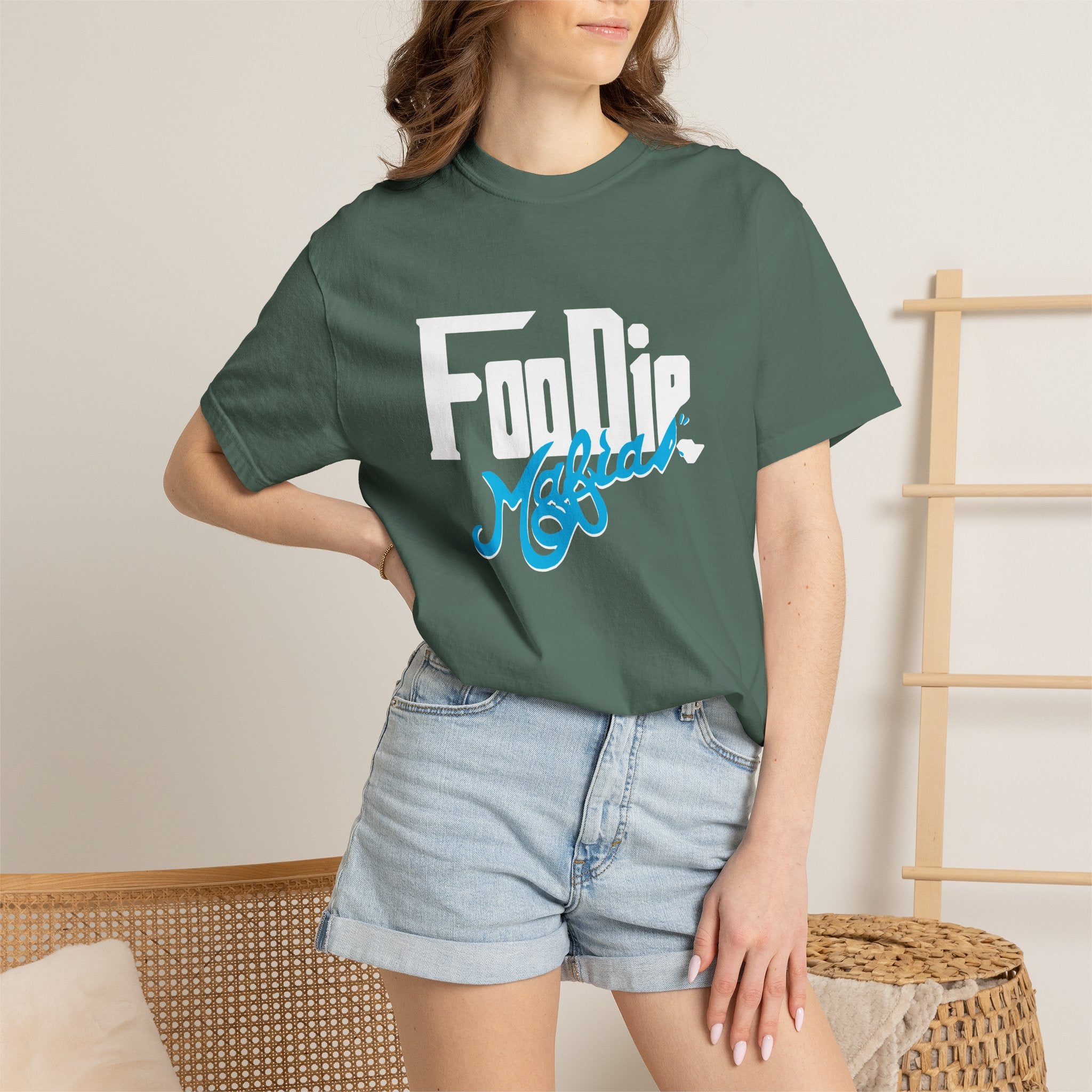 L.O.E.F White Foodie Mafia Unisex Tee Shirt  (Apricot)