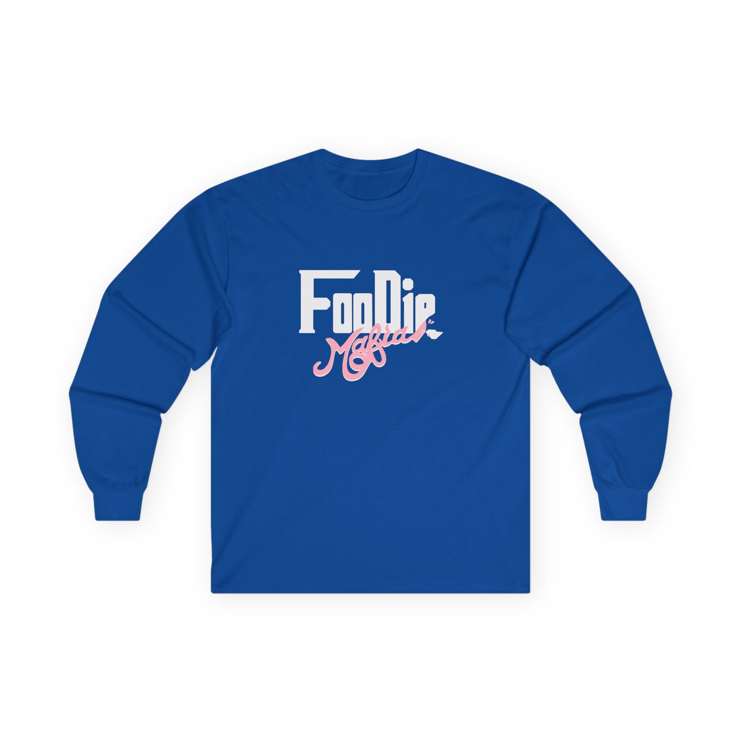 L.O.E.F White Foodie Mafia Unisex Long Sleeve Tee (Soft Pink)