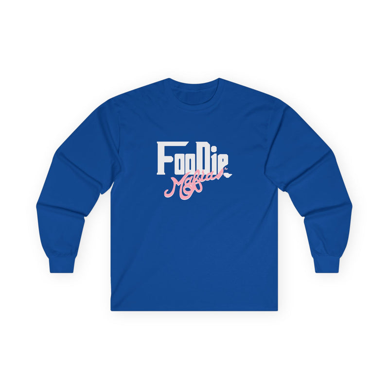 L.O.E.F White Foodie Mafia Unisex Long Sleeve Tee (Soft Pink)