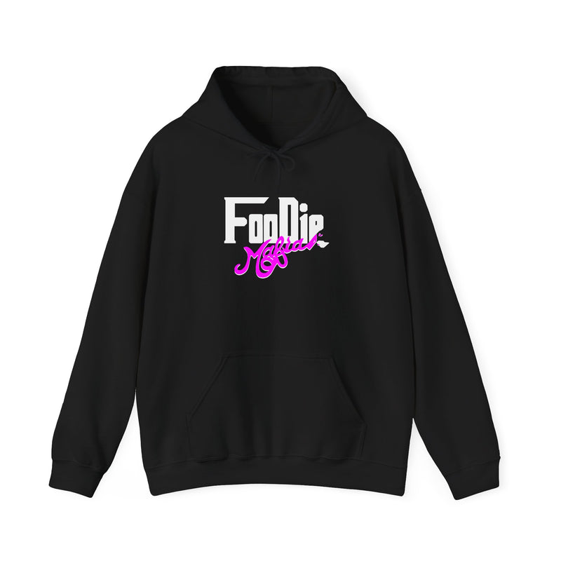 L.O.E.F White Foodie Mafia Unisex Hooded Sweatshirt (Fuchsia)