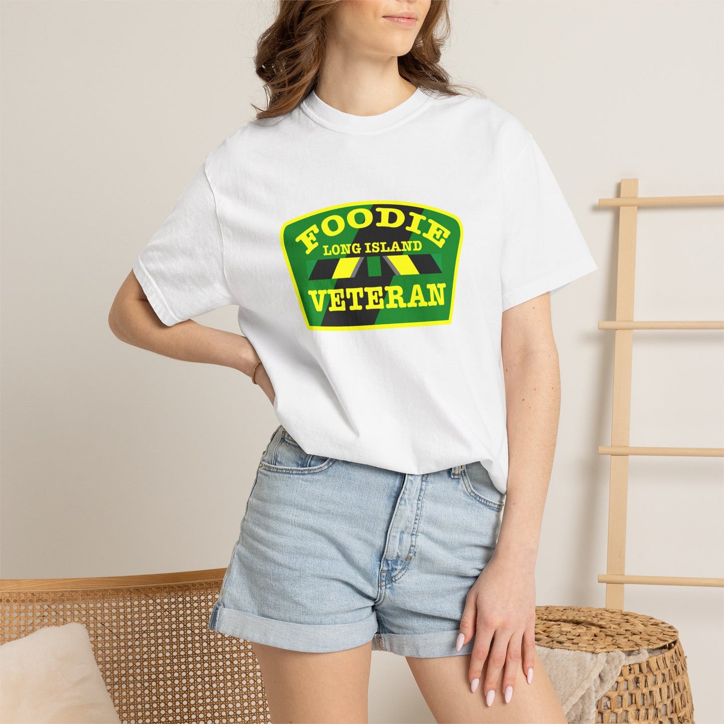 L.O.E.F Foodie Veteran Long Island Unisex Tee Shirt (Yellow and Green)