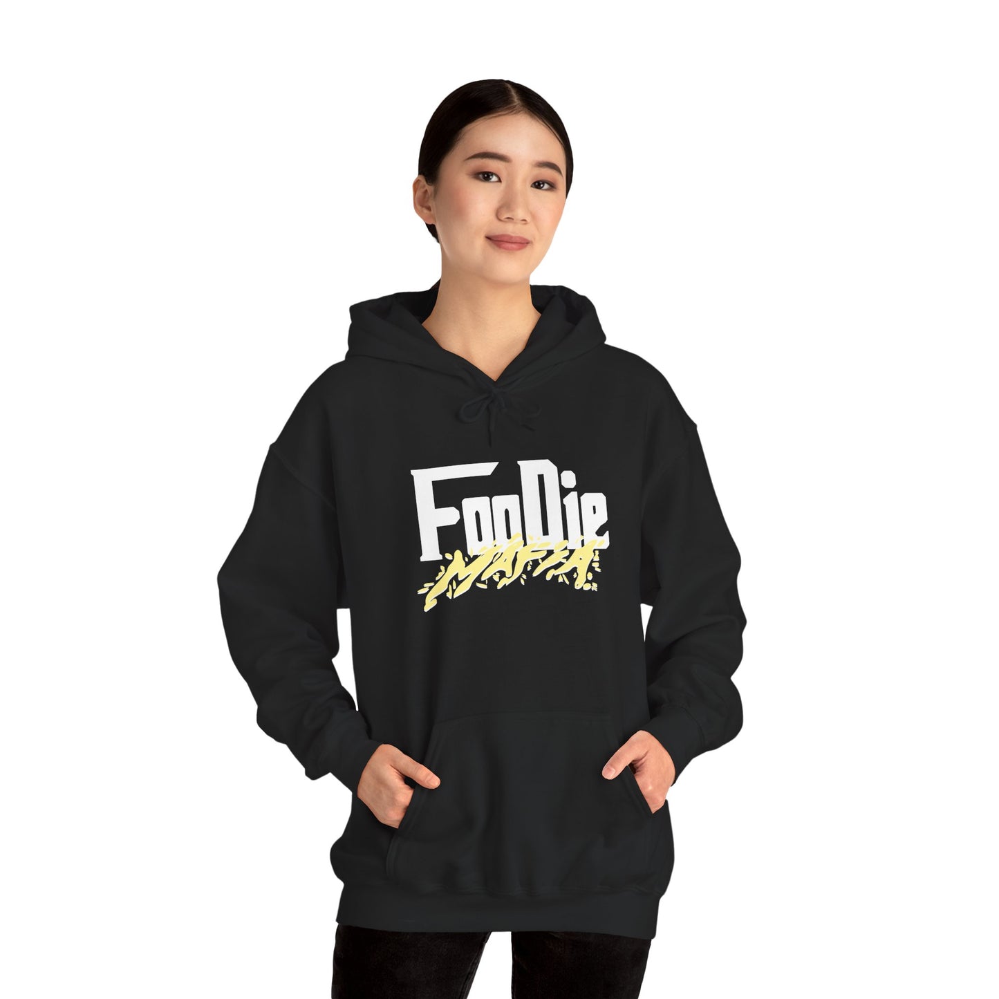 L.O.E.F White Foodie Mafia Unisex Hooded Sweatshirt (Soft Yellow)