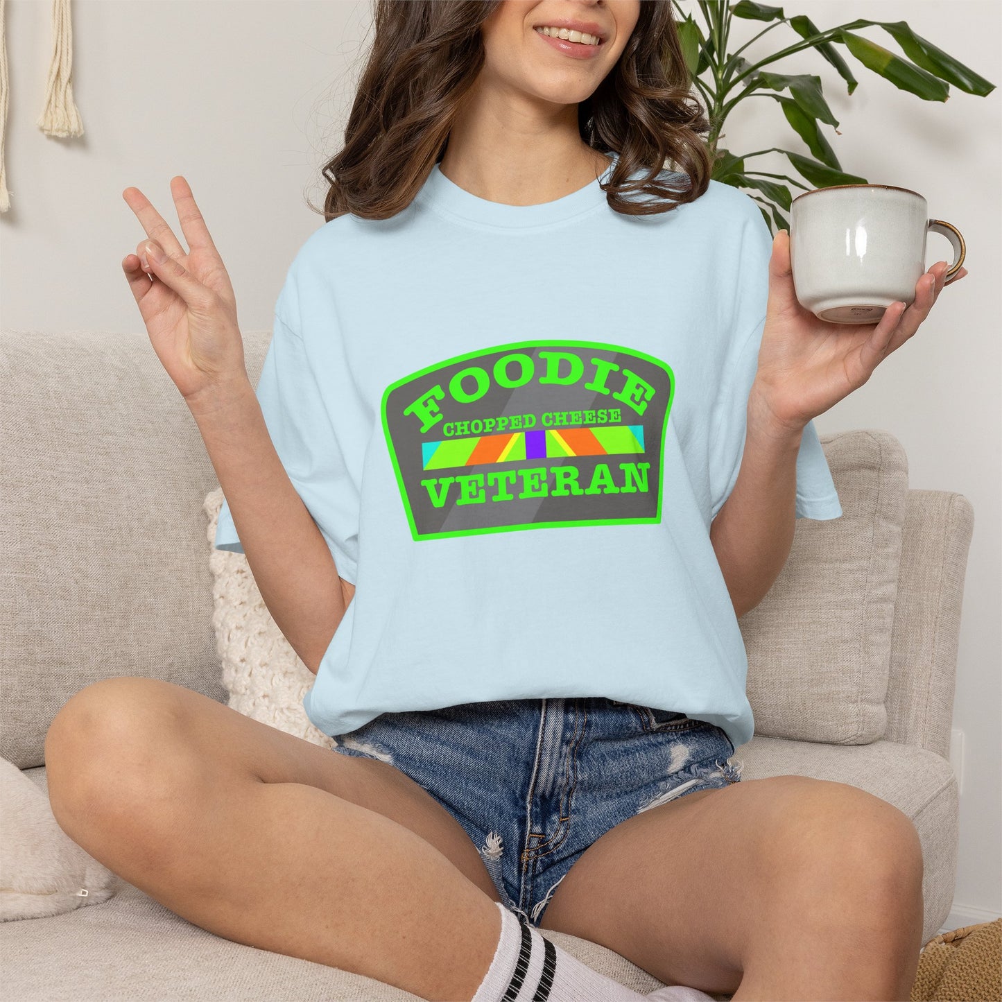 L.O.E.F Foodie Veteran Chopped Cheese Unisex Tee Shirt (Neon Green)