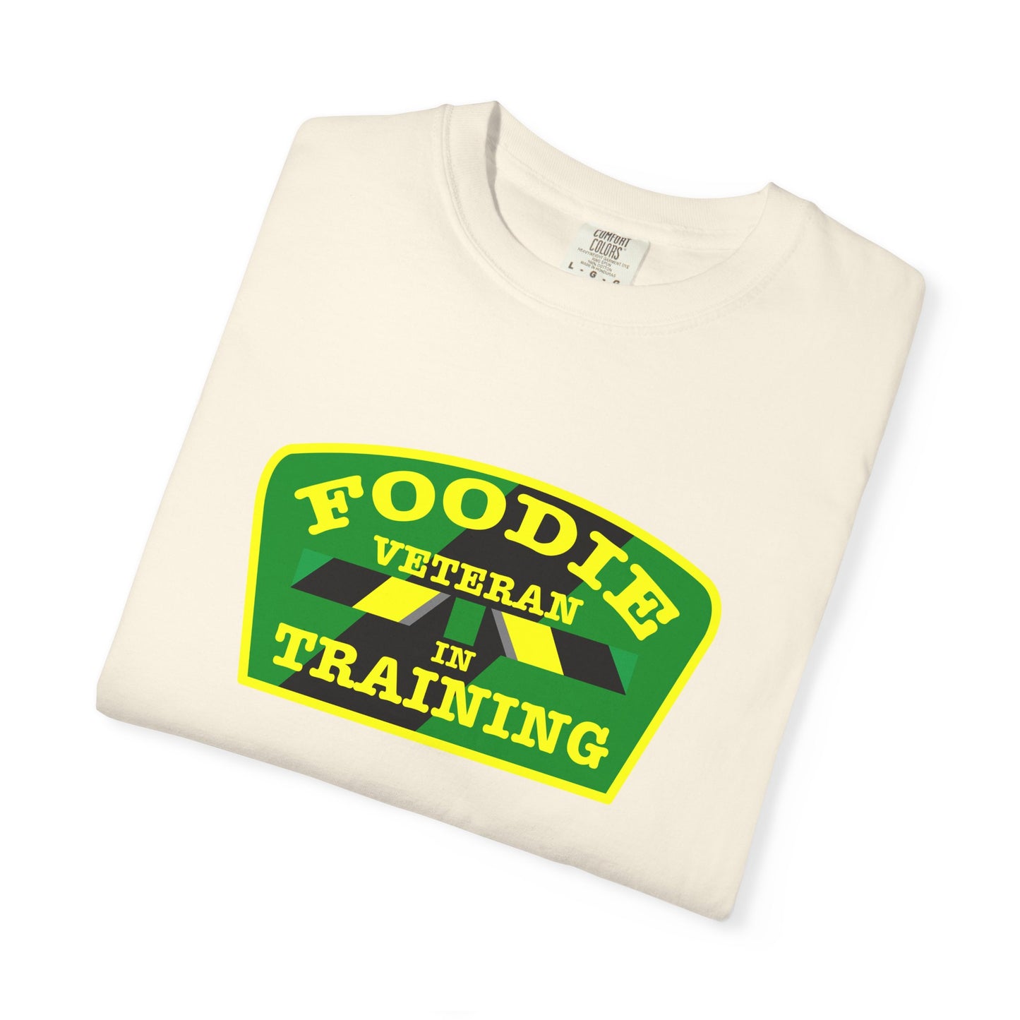 L.O.E.F Foodie Veteran IN TRAINING Unisex Tee Shirt (Yellow and Green)