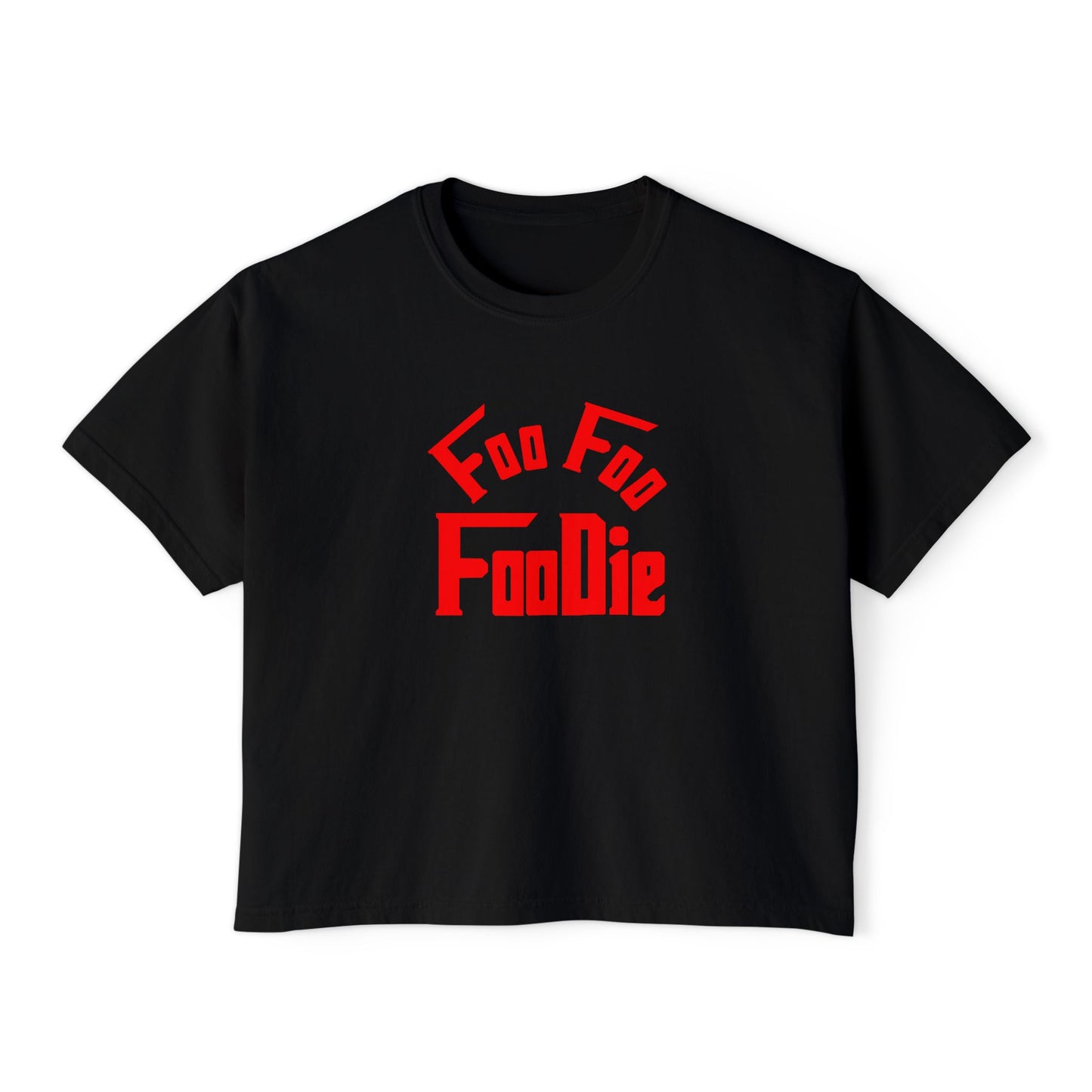 L.O.E.F FOO FOO FOODIE Women Boxy Tee(Fiery Red)