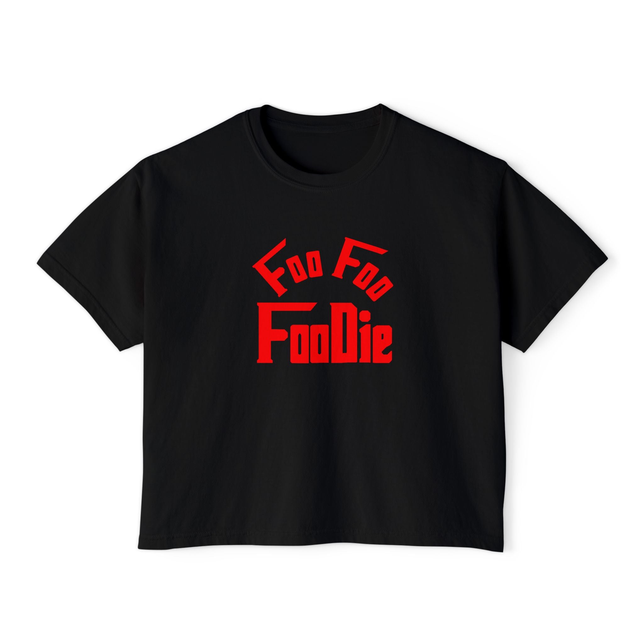 L.O.E.F FOO FOO FOODIE Women Boxy Tee(Fiery Red)