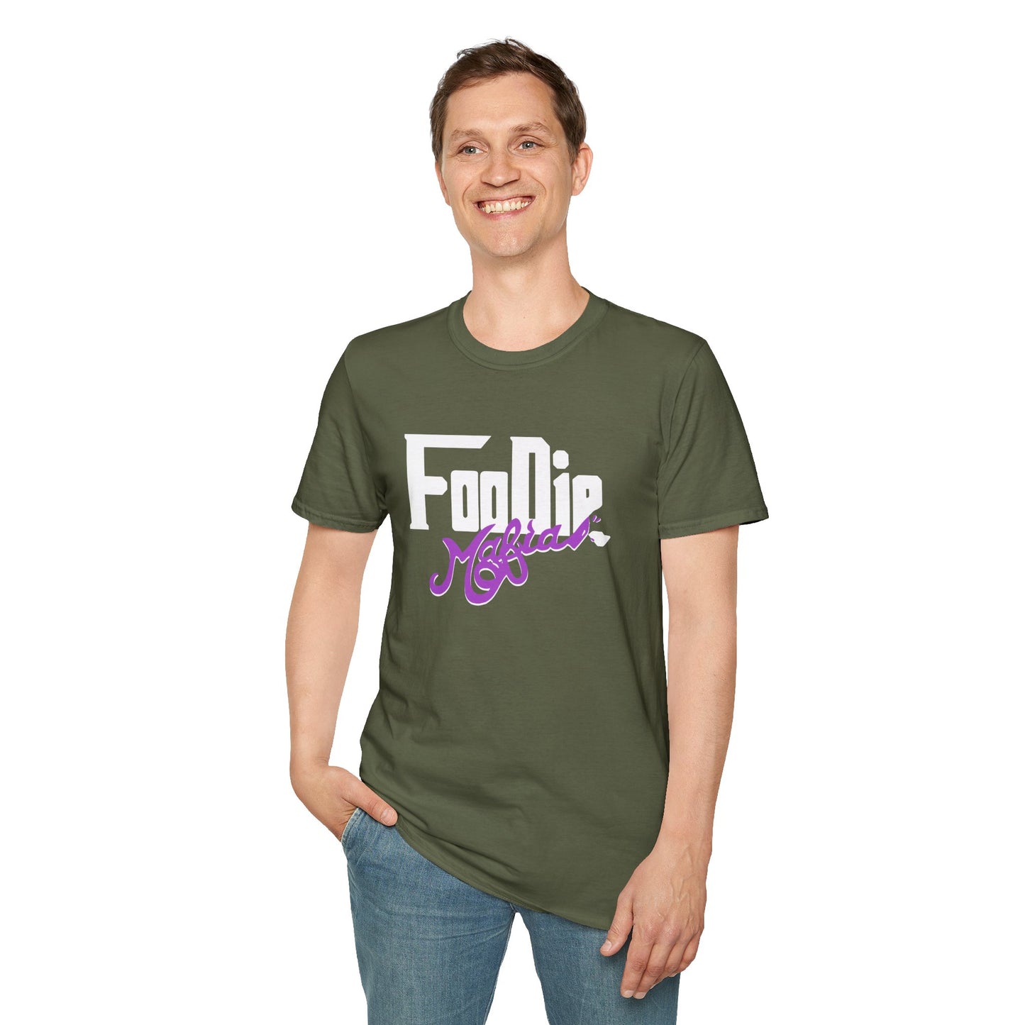 L.O.E.F White Foodie Mafia Unisex Tee Shirt  (Purple)