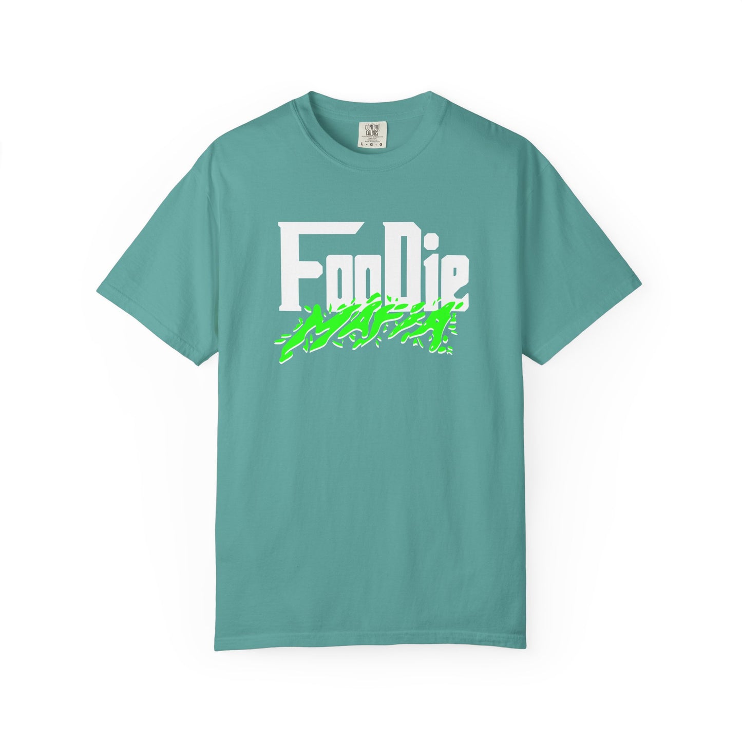 L.O.E.F White Foodie Mafia Unisex Tee Shirt (Neon Green)