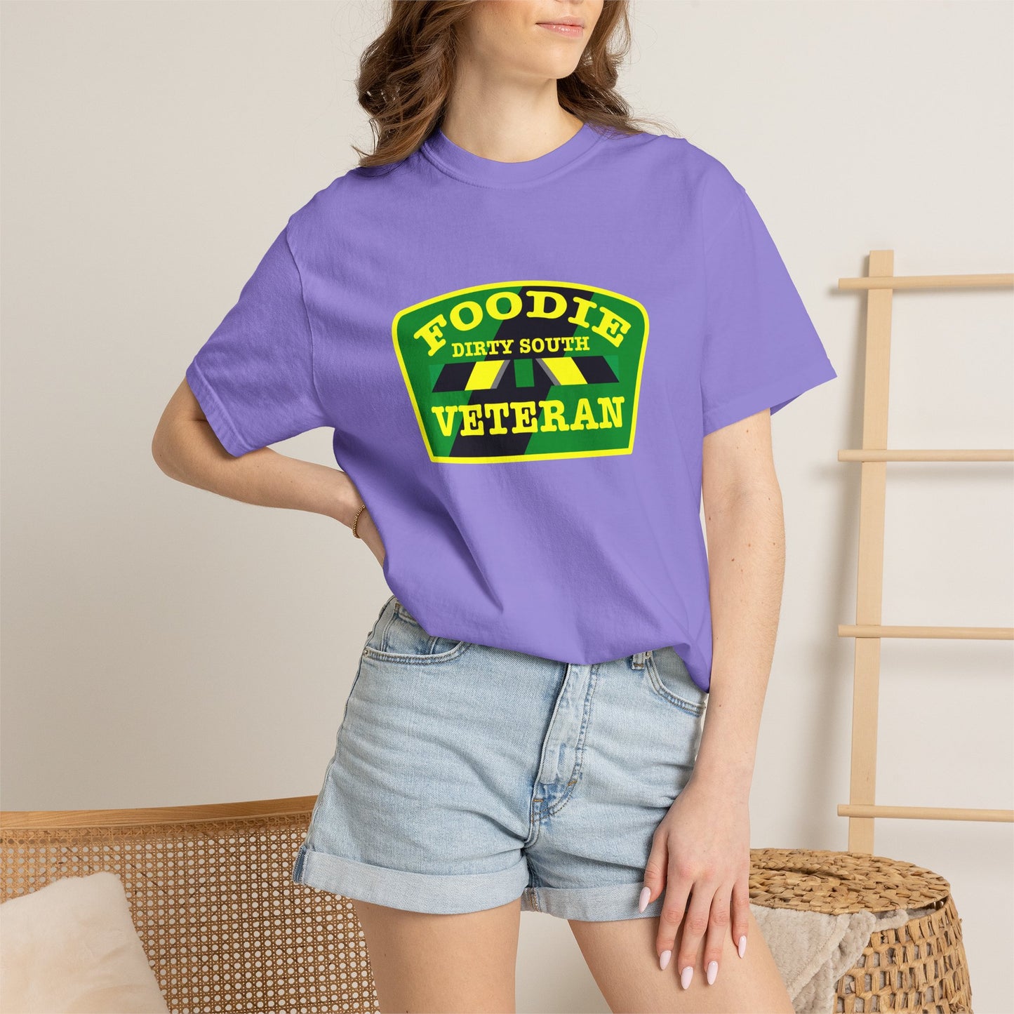 L.O.E.F Foodie Veteran DIRTY SOUTH Unisex Tee Shirt (Yellow and Green)