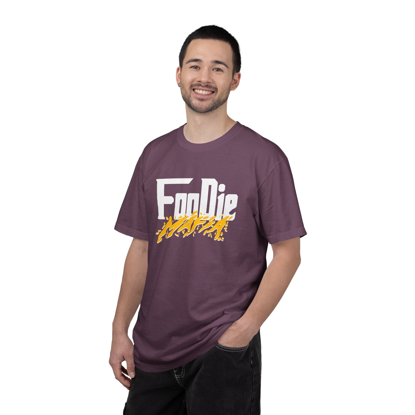 L.O.E.F White Foodie Mafia Unisex Tee Shirt (Mustard)