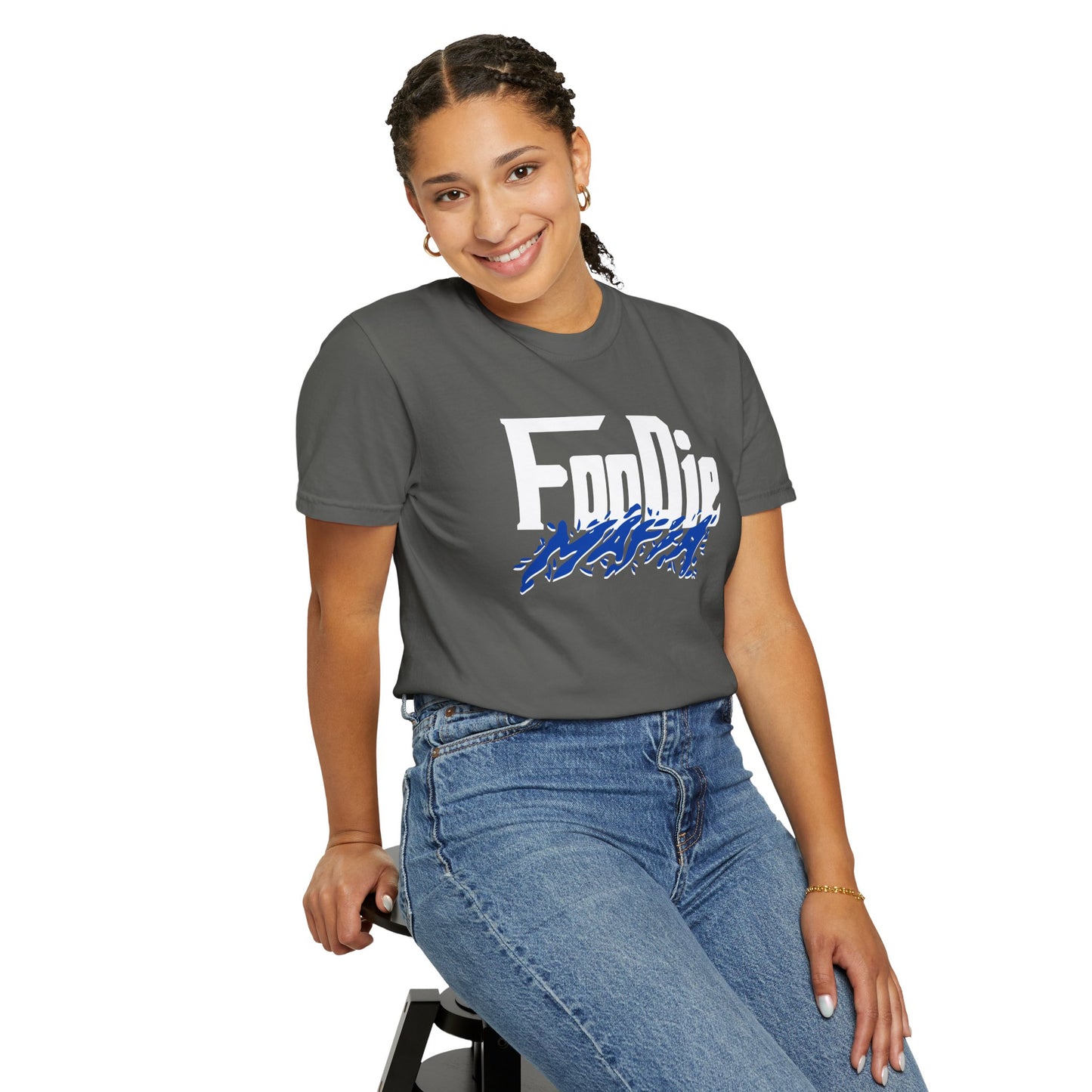 L.O.E.F White Foodie Mafia Unisex Tee Shirt (Cobalt Blue)