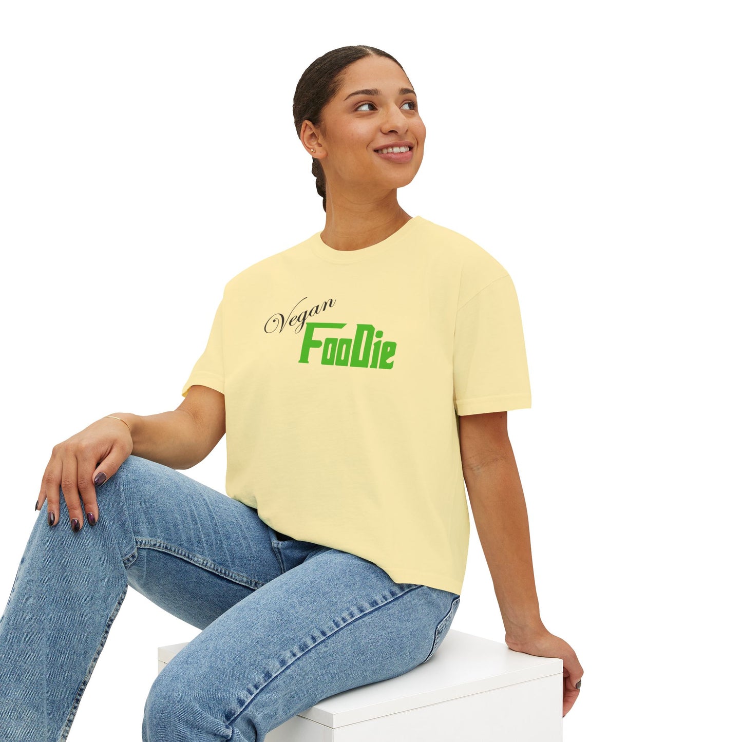 L.O.E.F Women Vegan Foodie Boxy Tee (Kelly Green)