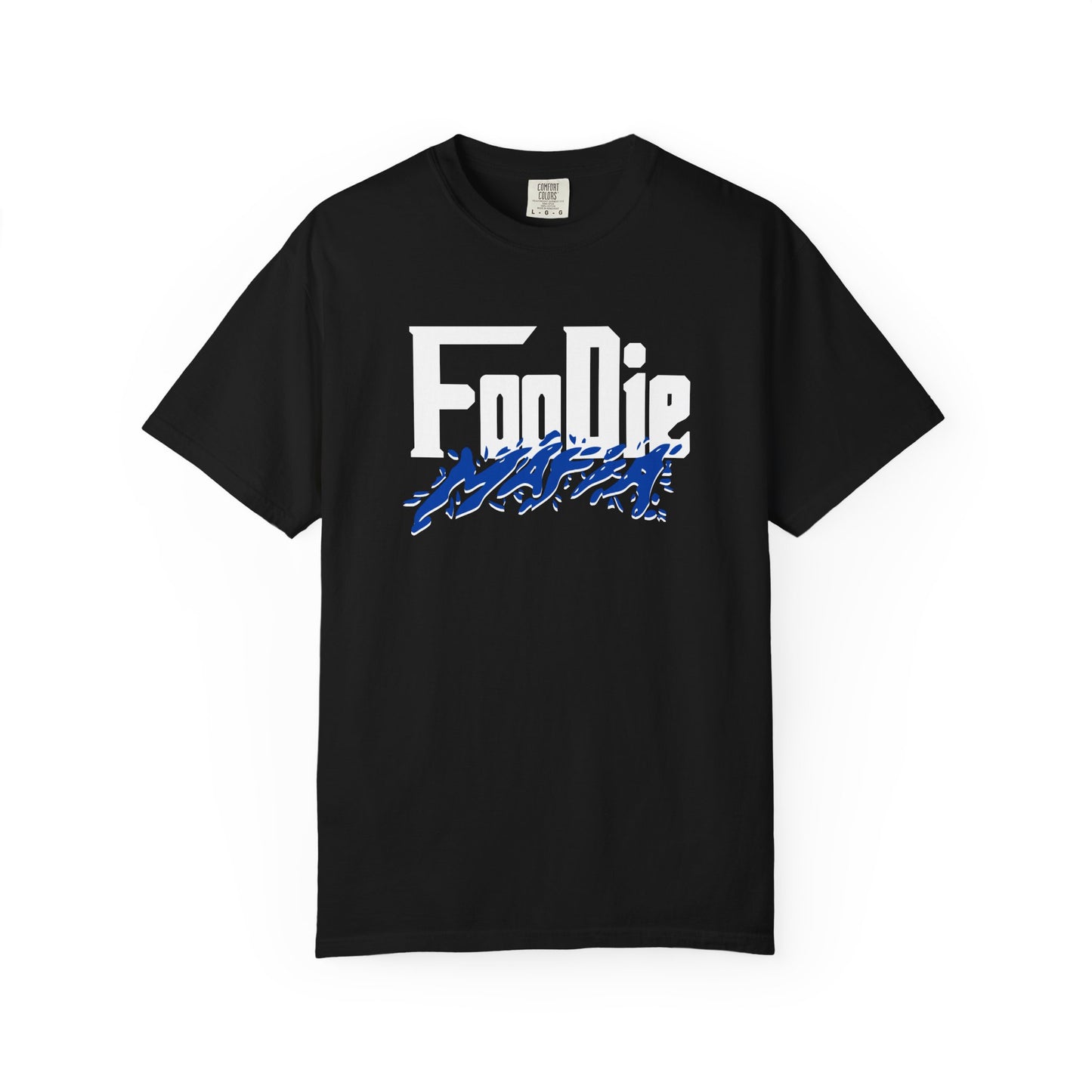 L.O.E.F White Foodie Mafia Unisex Tee Shirt (Cobalt Blue)