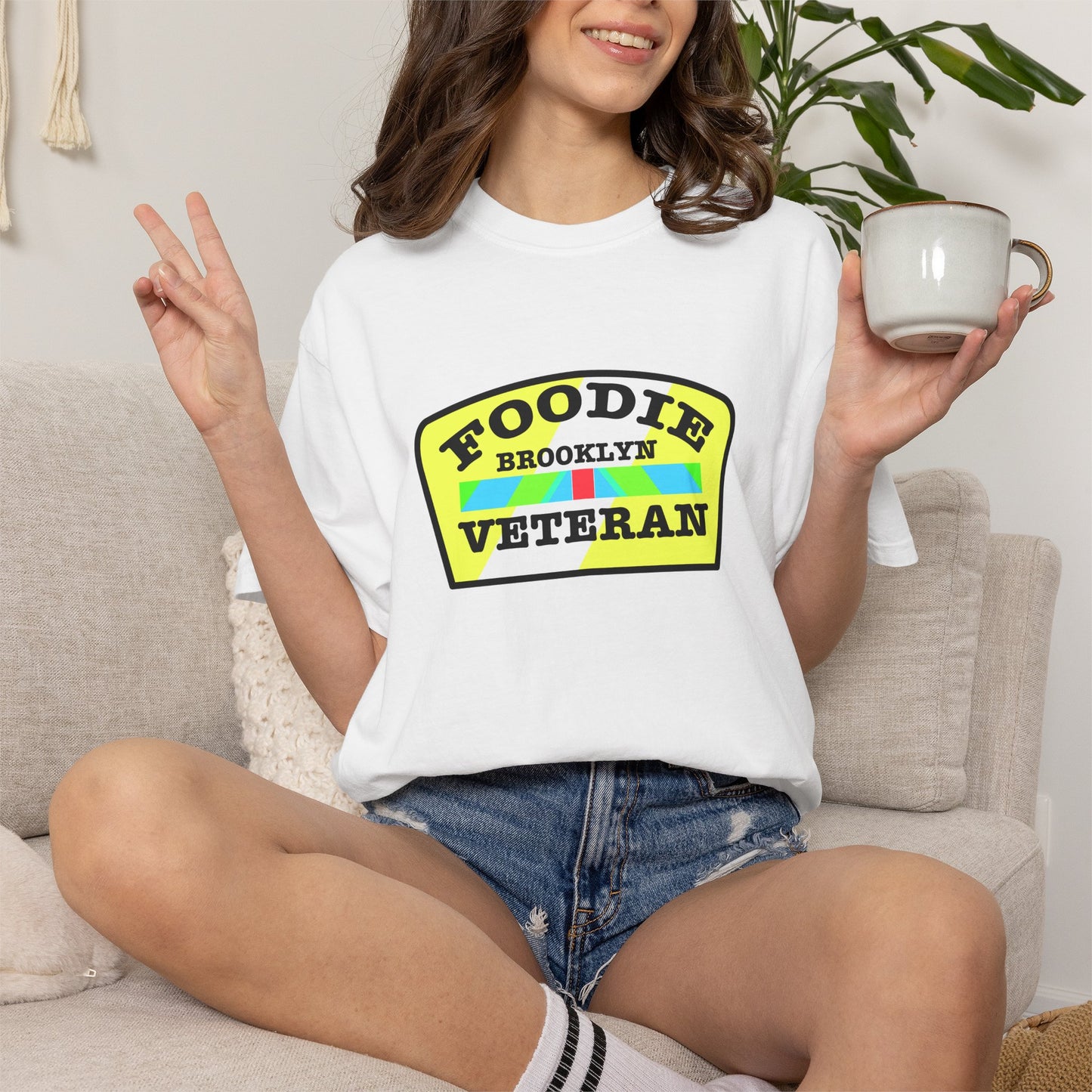 L.O.E.F Foodie Veteran BROOKLYN Unisex Tee Shirt (Yellow and Black)