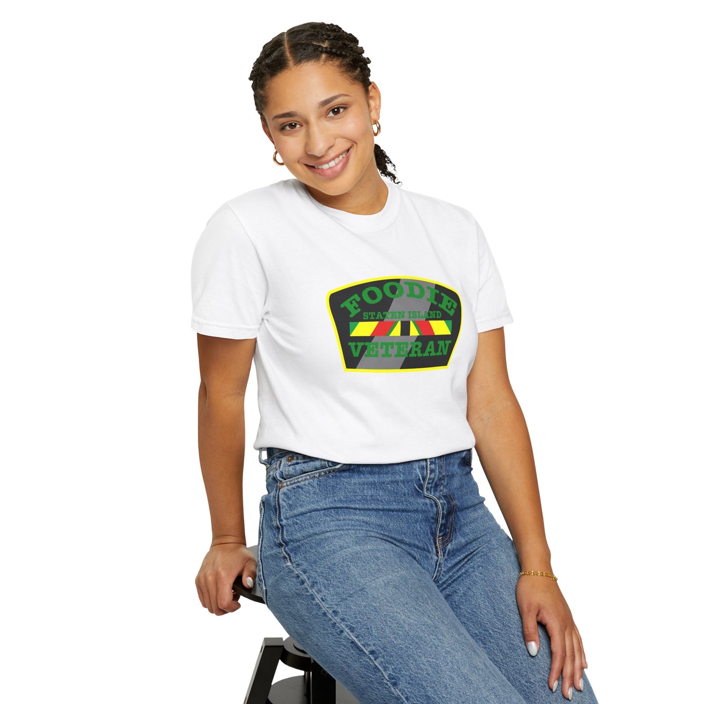 L.O.E.F Foodie Veteran STATEN ISLAND Unisex Tee Shirt (Green)