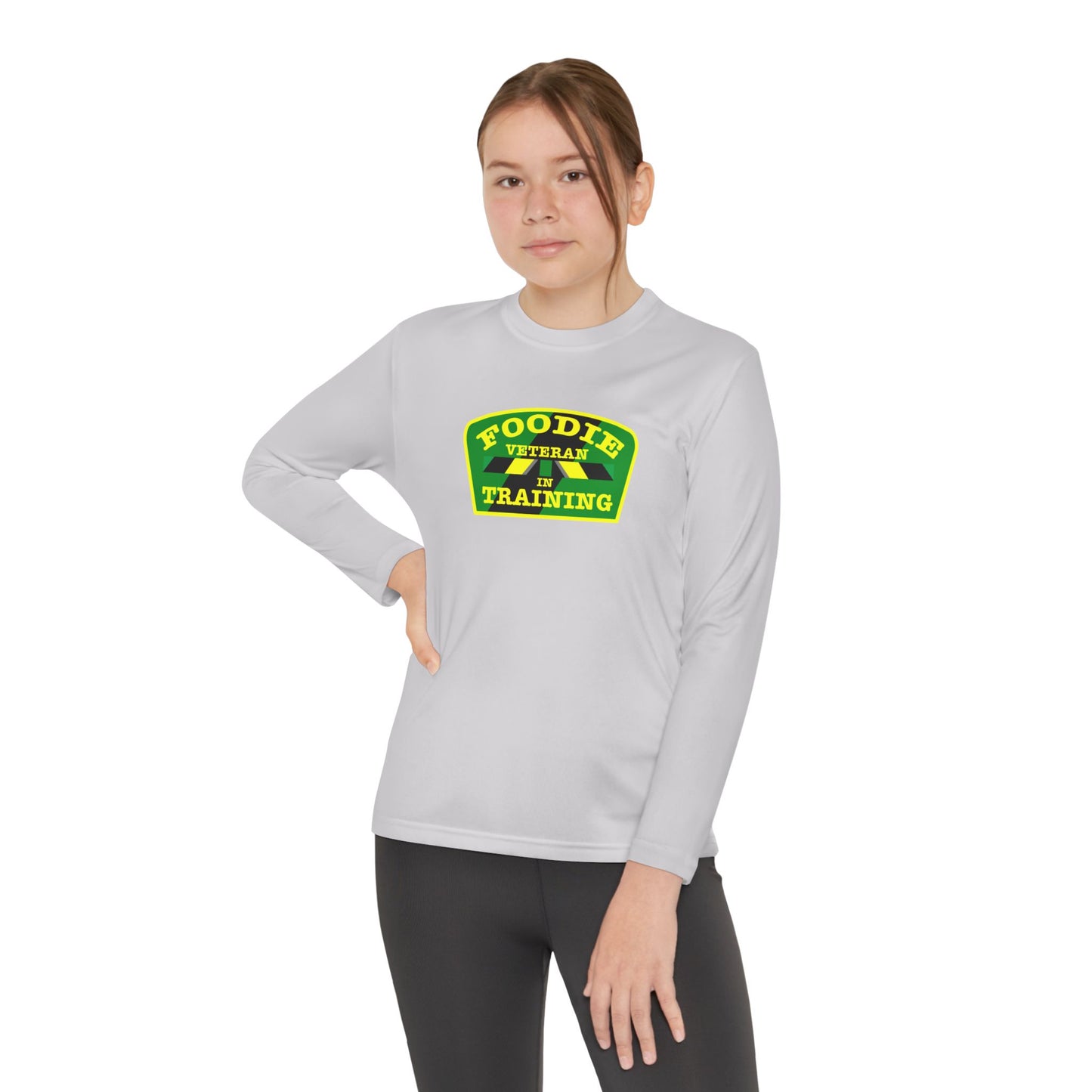 L.O.E.F Foodie Veteran In Training Youth Long Sleeve Tee (Yellow and Green)
