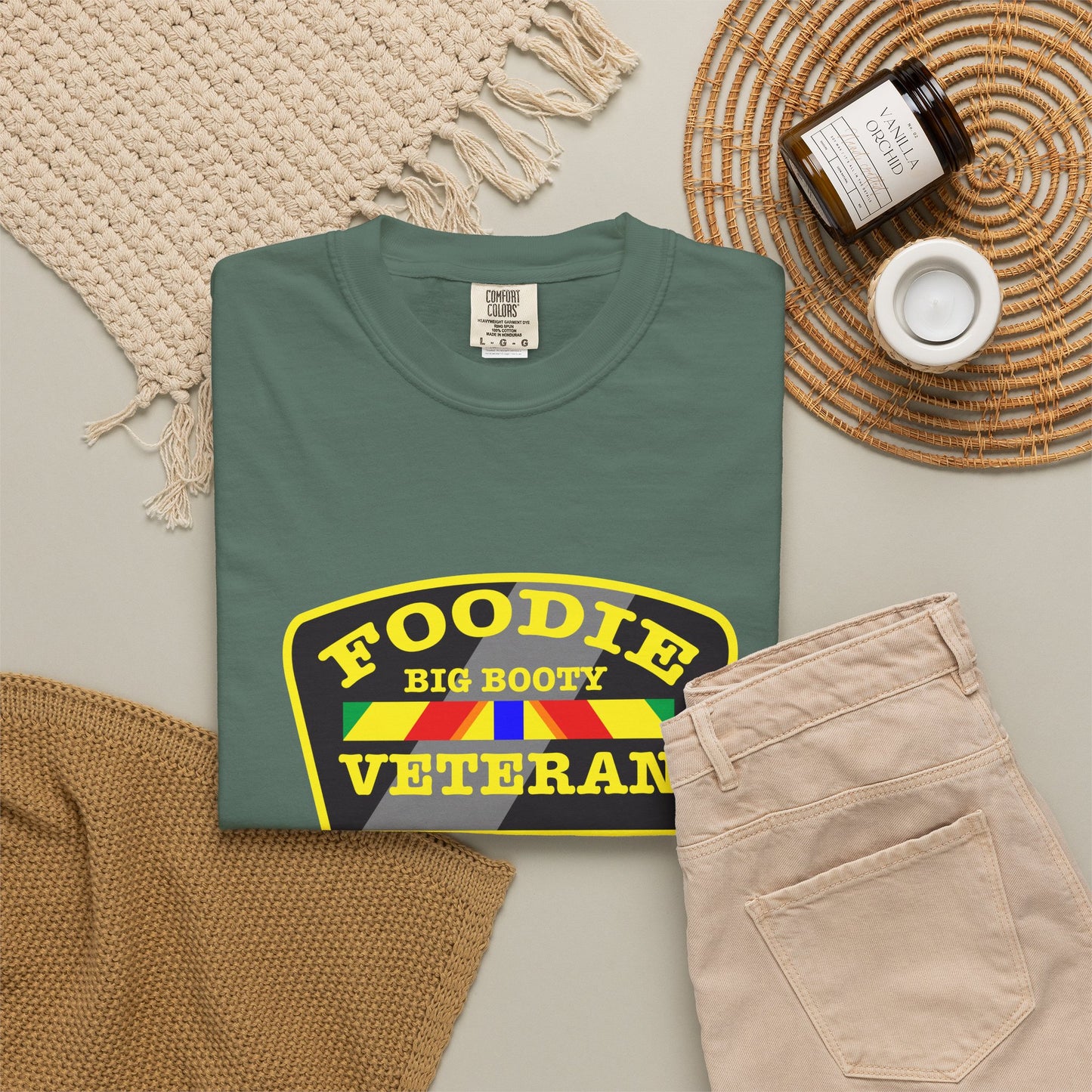 L.O.E.F Foodie Veteran BIG BOOTY Unisex Tee Shirt (Yellow)