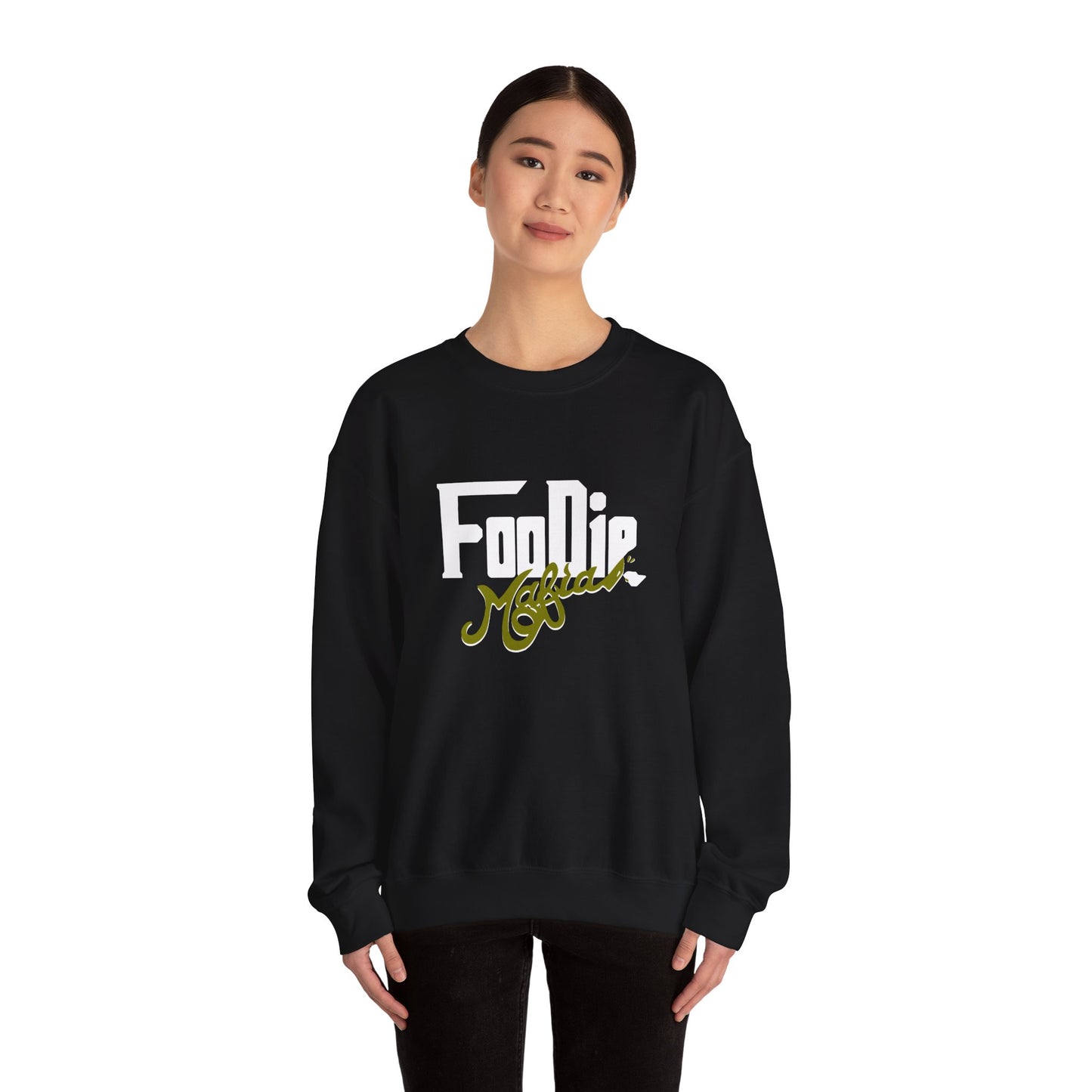 L.O.E.F White Foodie Mafia Unisex Sweatshirt (Olive)