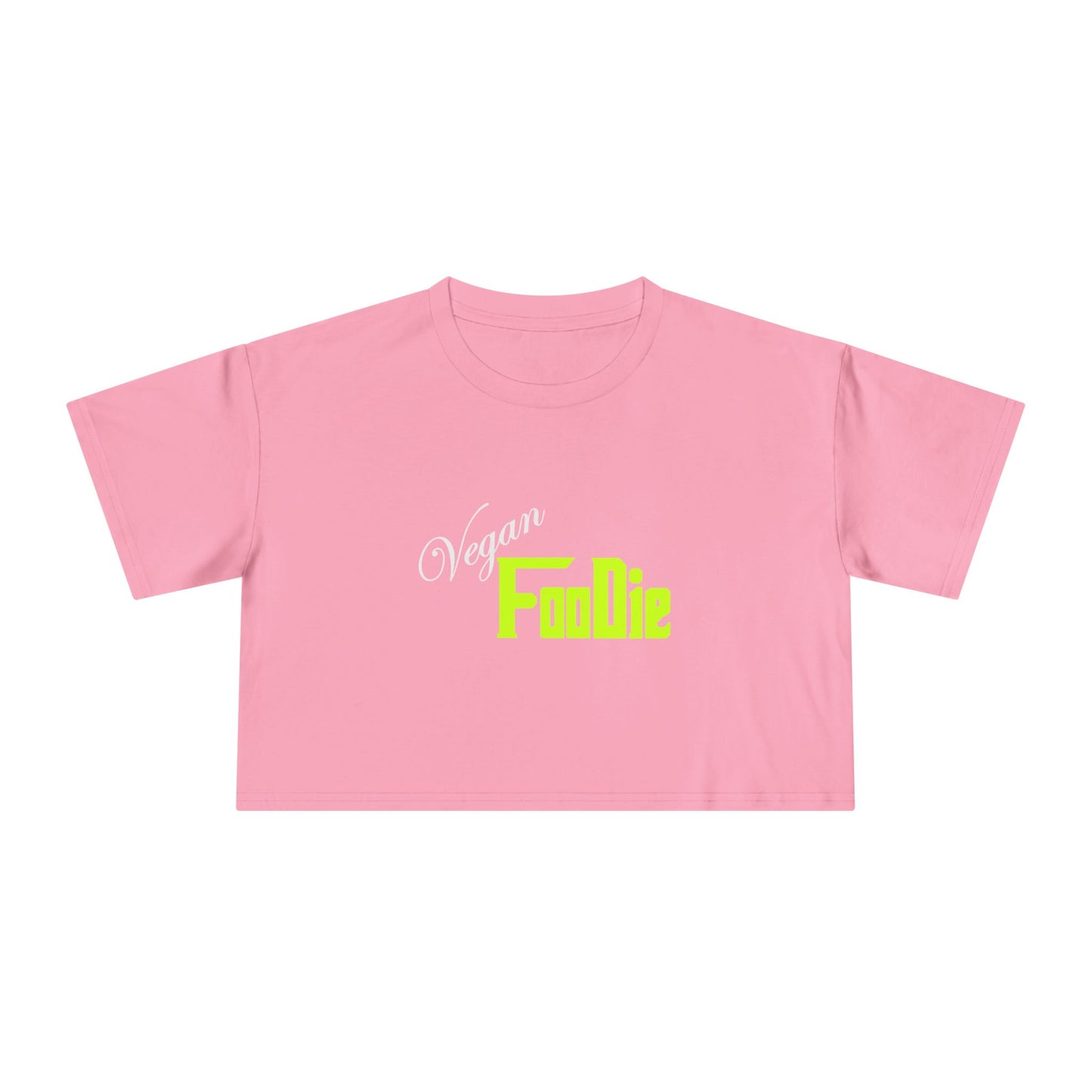 L.O.E.F Women Vegan Foodie Crop Tee (Neon Yellow)