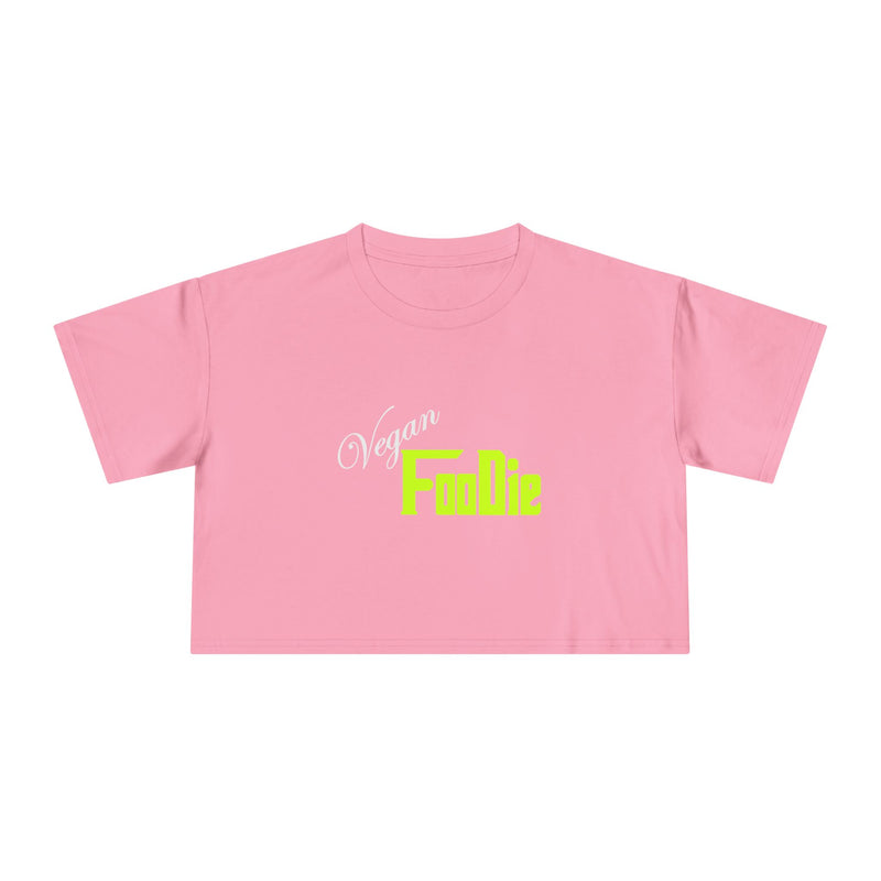 L.O.E.F Women Vegan Foodie Crop Tee (Neon Yellow)