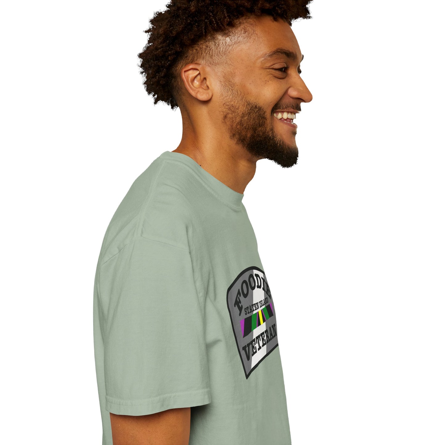 L.O.E.F Foodie Veteran STATEN ISLAND Unisex Tee Shirt (Gray)