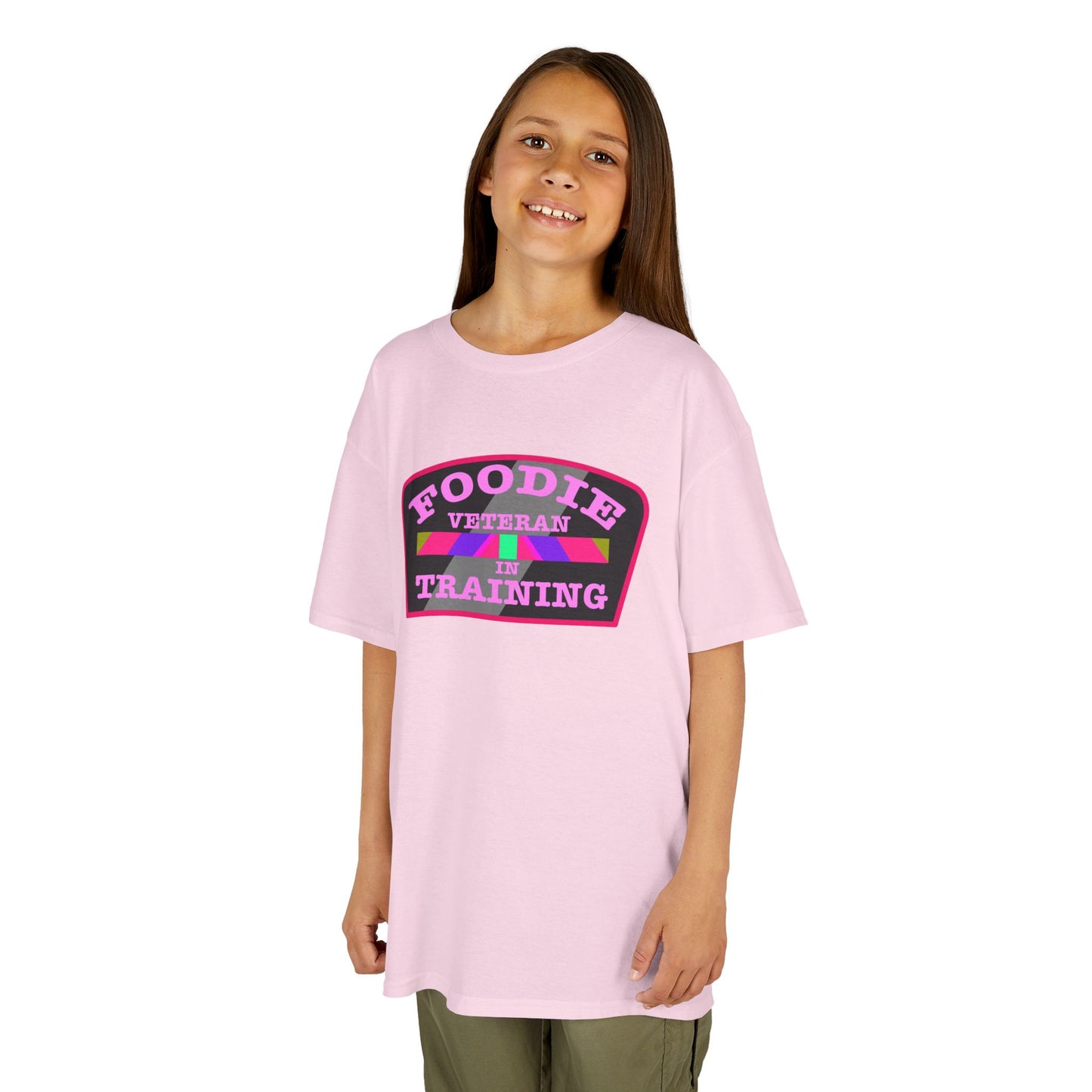 L.O.E.F Foodie Veteran In Training Kids Tee Shirt (Pink)