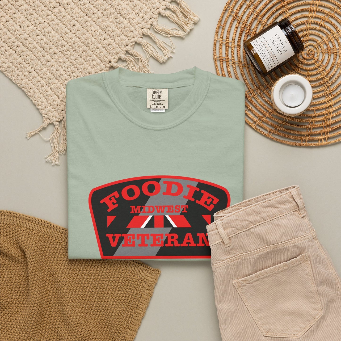 L.O.E.F Foodie Veteran MIDWEST Unisex Tee Shirt (Red)