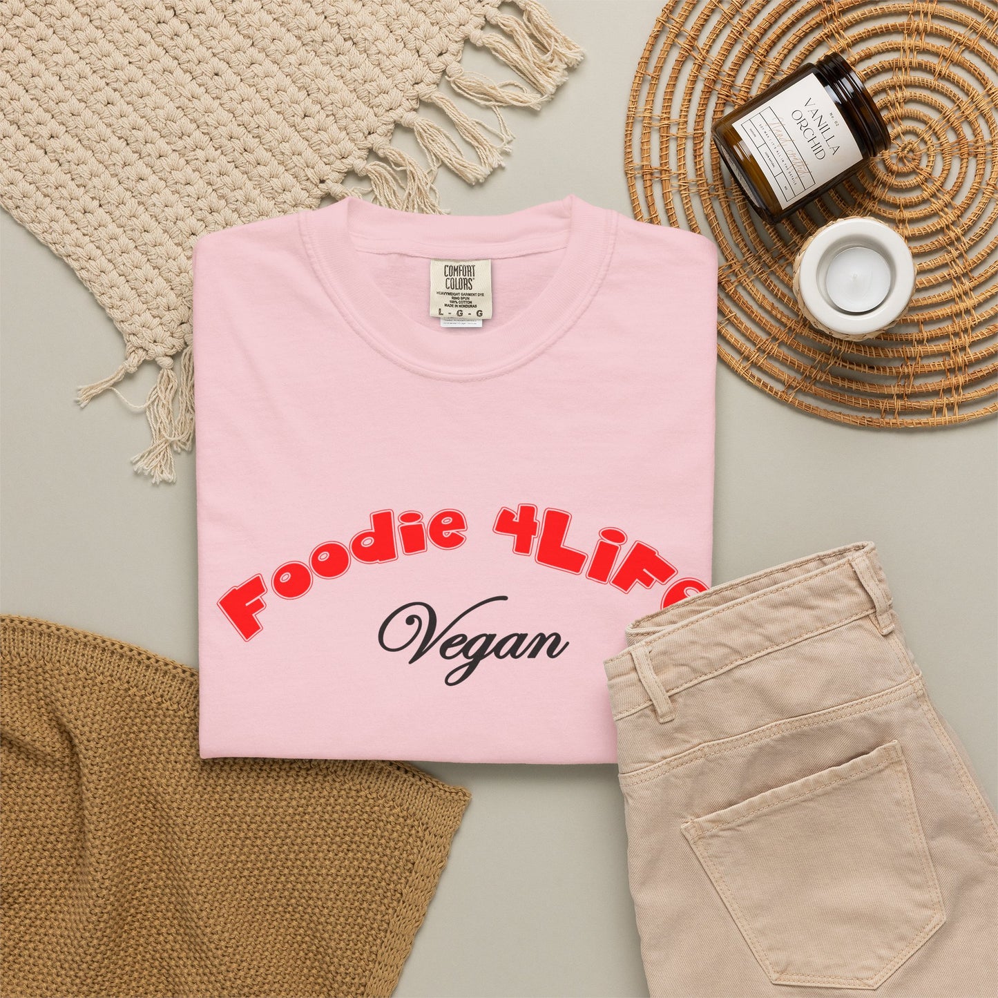 L.O.E.F Foodie 4Life Vegan Unisex Tee Shirt (Fiery Red)