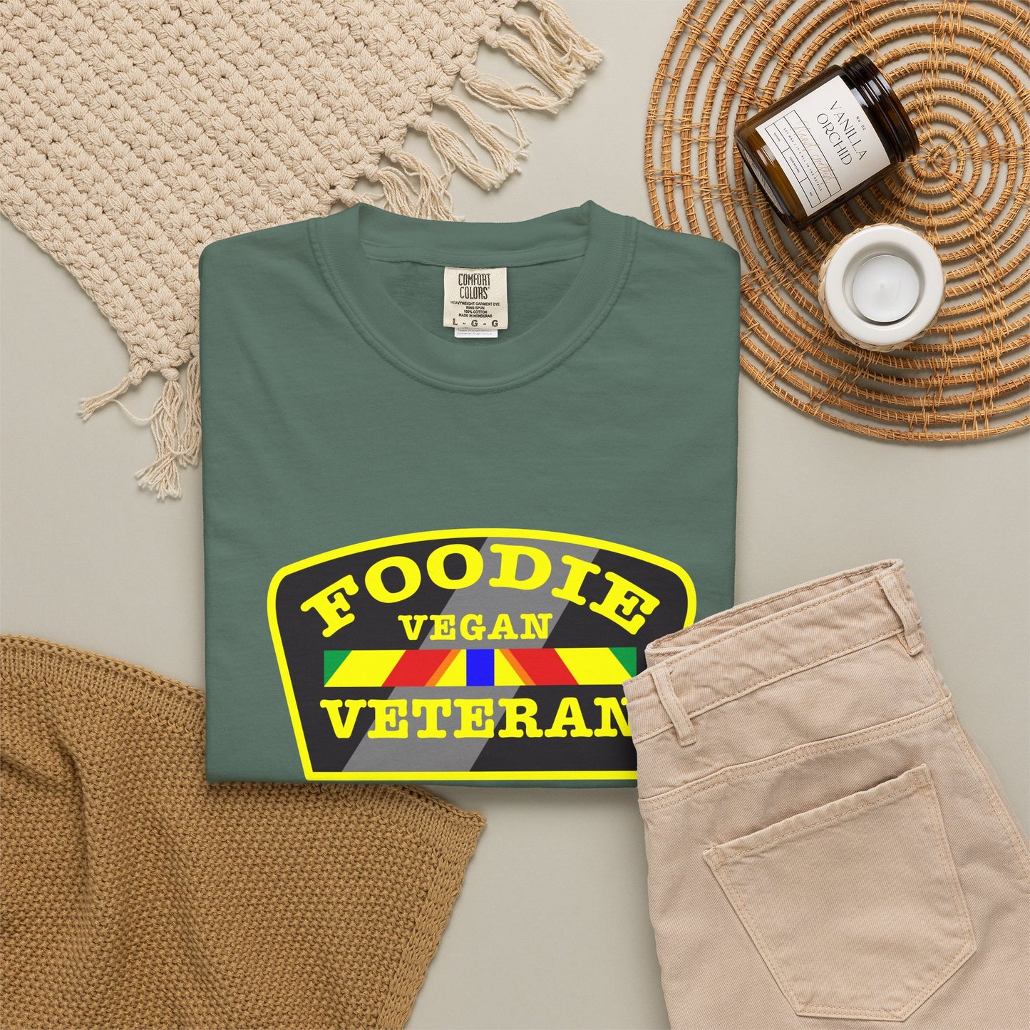 L.O.E.F Foodie Veteran VEGAN Unisex Tee Shirt (Yellow)