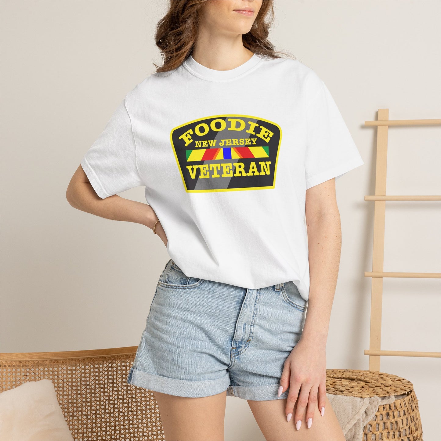 L.O.E.F Foodie Veteran NEW JERSEY Unisex Tee Shirt (Yellow)
