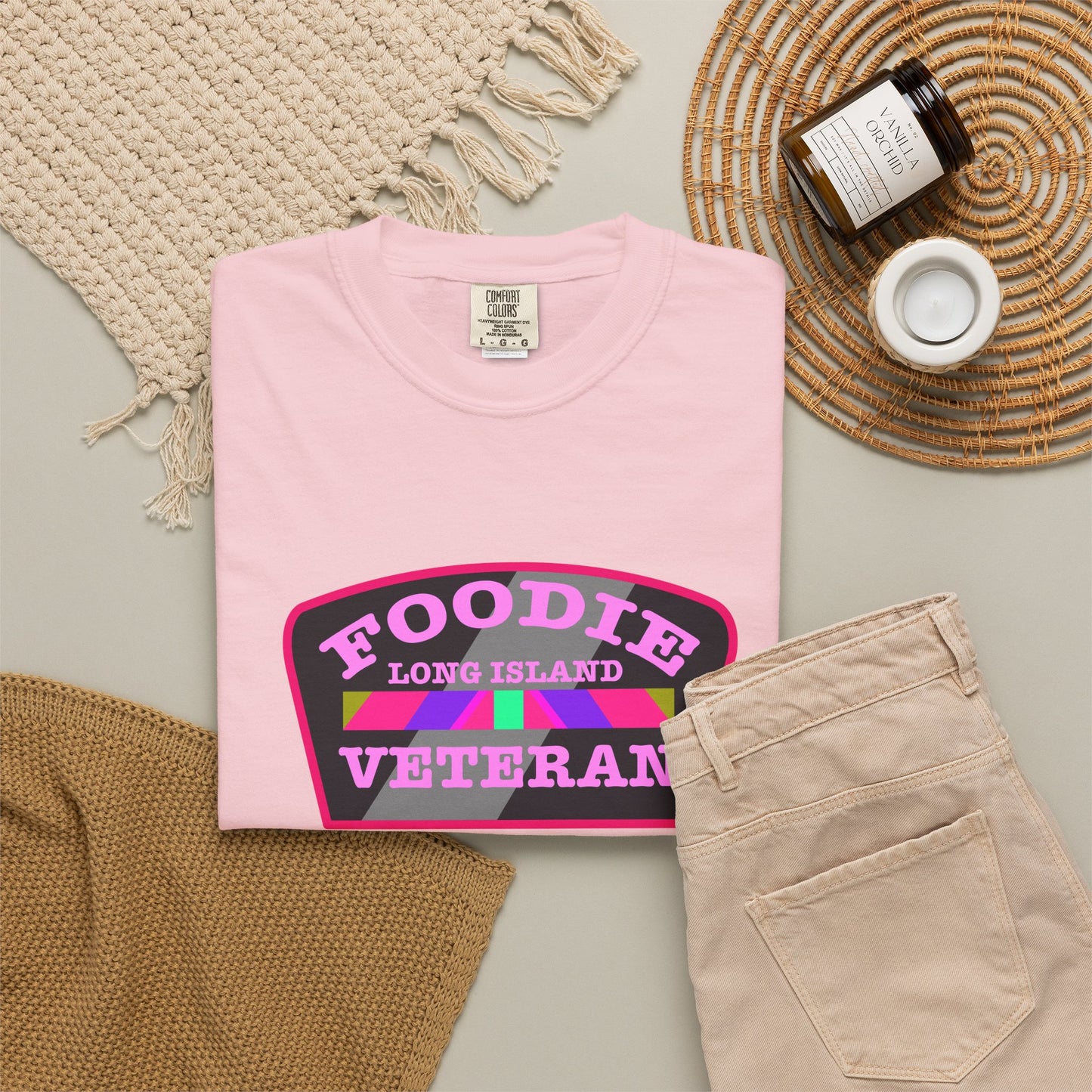 L.O.E.F Foodie Veteran Long Island Unisex Tee Shirt (Pink)
