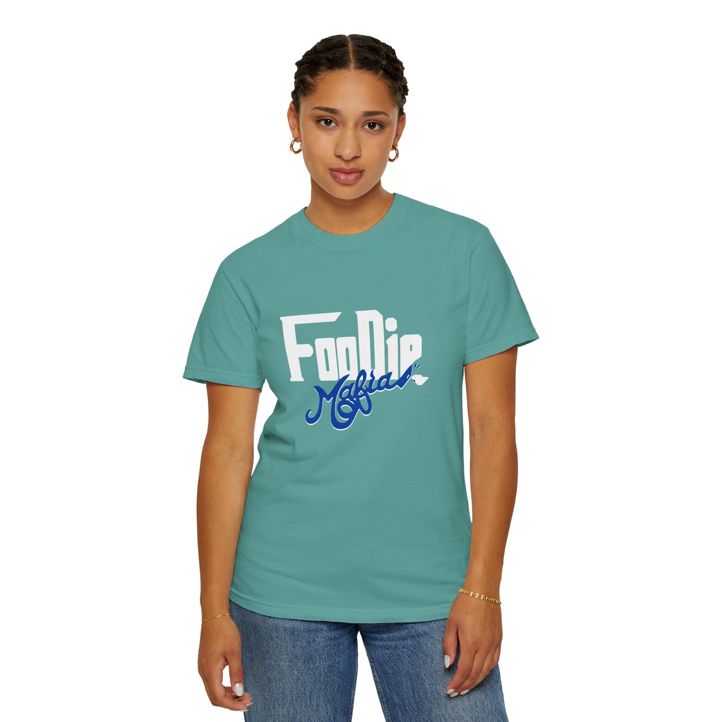 L.O.E.F White Foodie Mafia Unisex Tee shirt (Dark Blue)