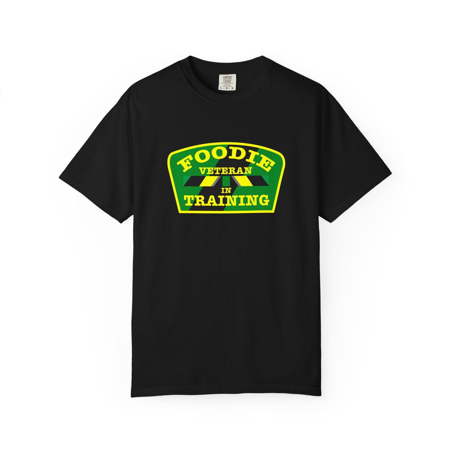 L.O.E.F Foodie Veteran IN TRAINING Unisex Tee Shirt (Yellow and Green)