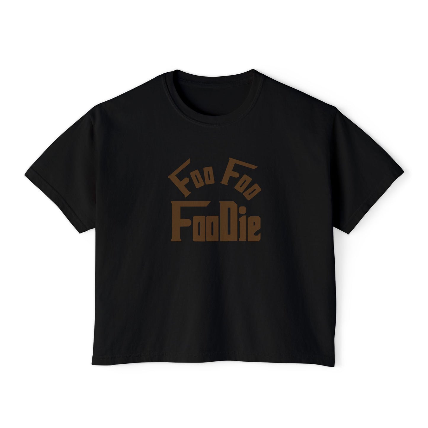 L.O.E.F FOO FOO FOODIE Women Boxy Tee(Dark Brown)