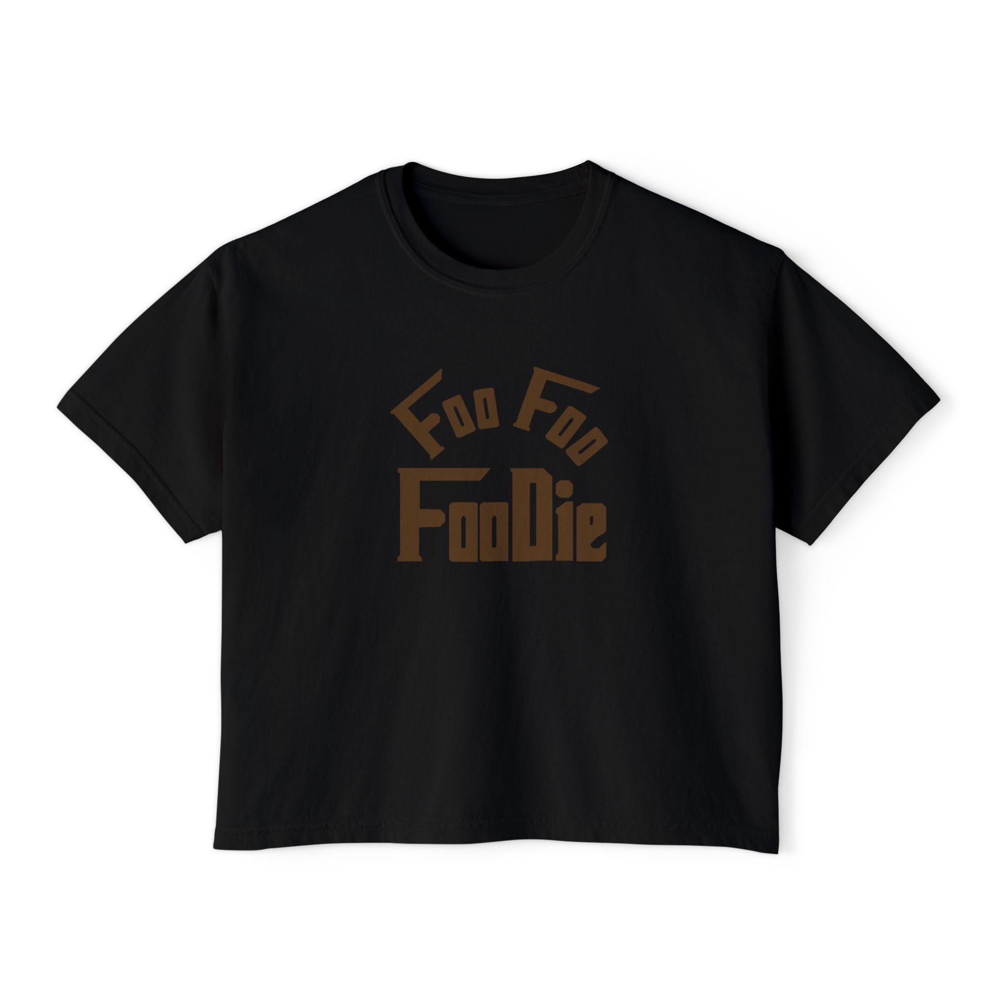 L.O.E.F FOO FOO FOODIE Women Boxy Tee(Dark Brown)