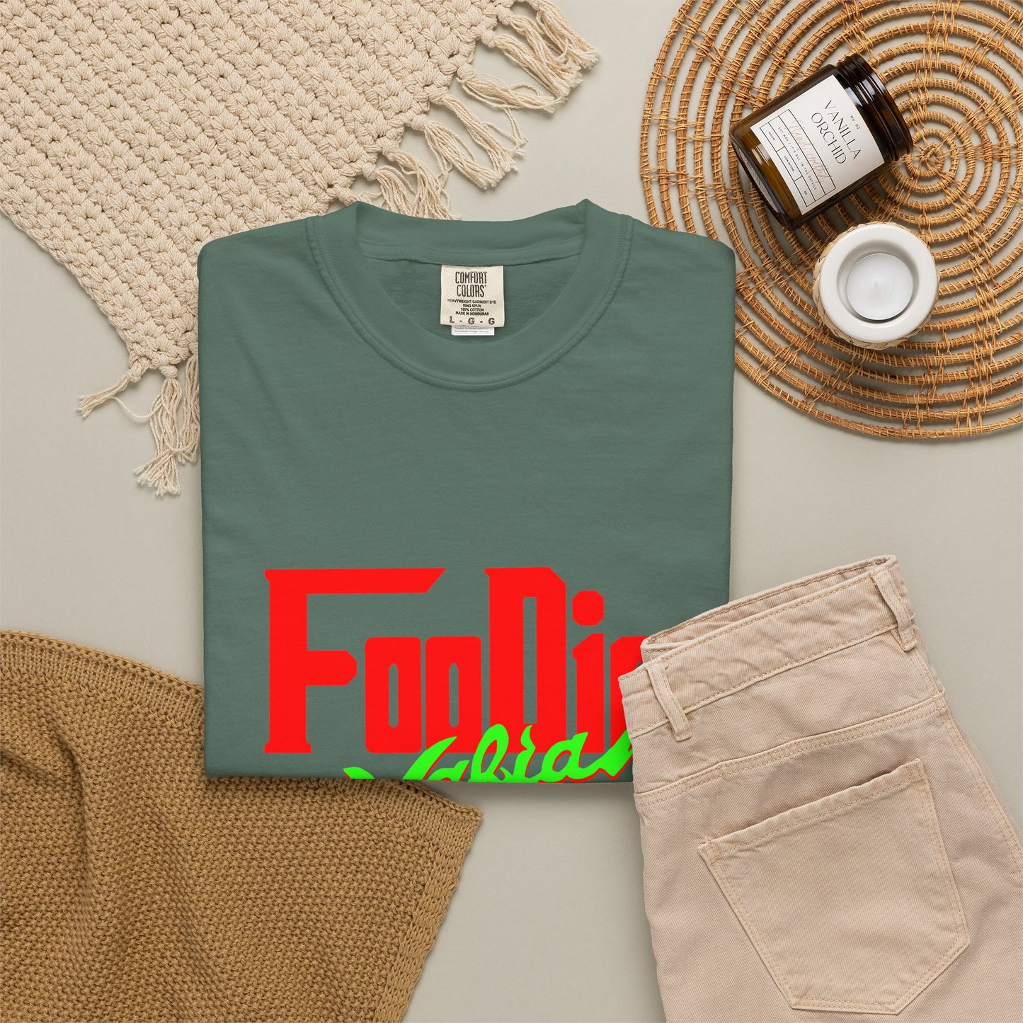 L.O.E.F Red Foodie Mafia Unisex Tee Shirt (Neon Green)