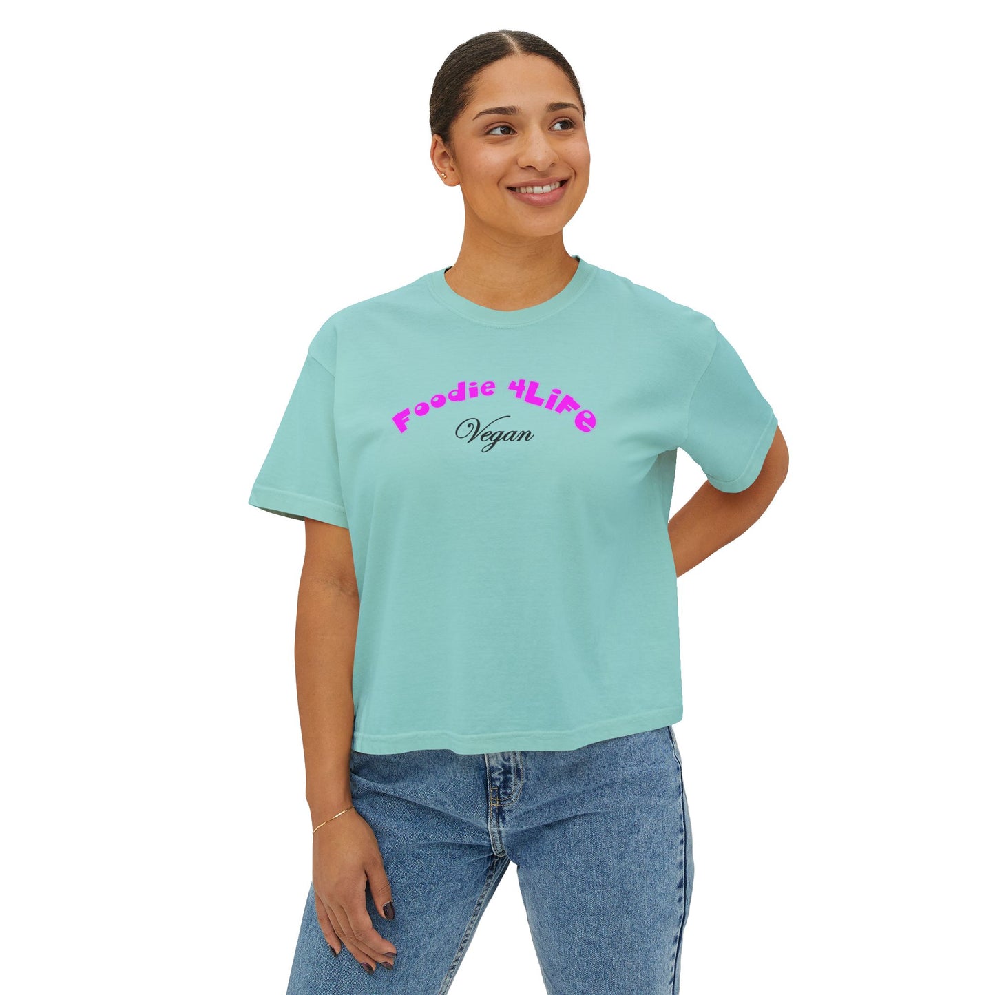 L.O.E.F Foodie 4Life Vegan Boxy Tee (Fuchsia)