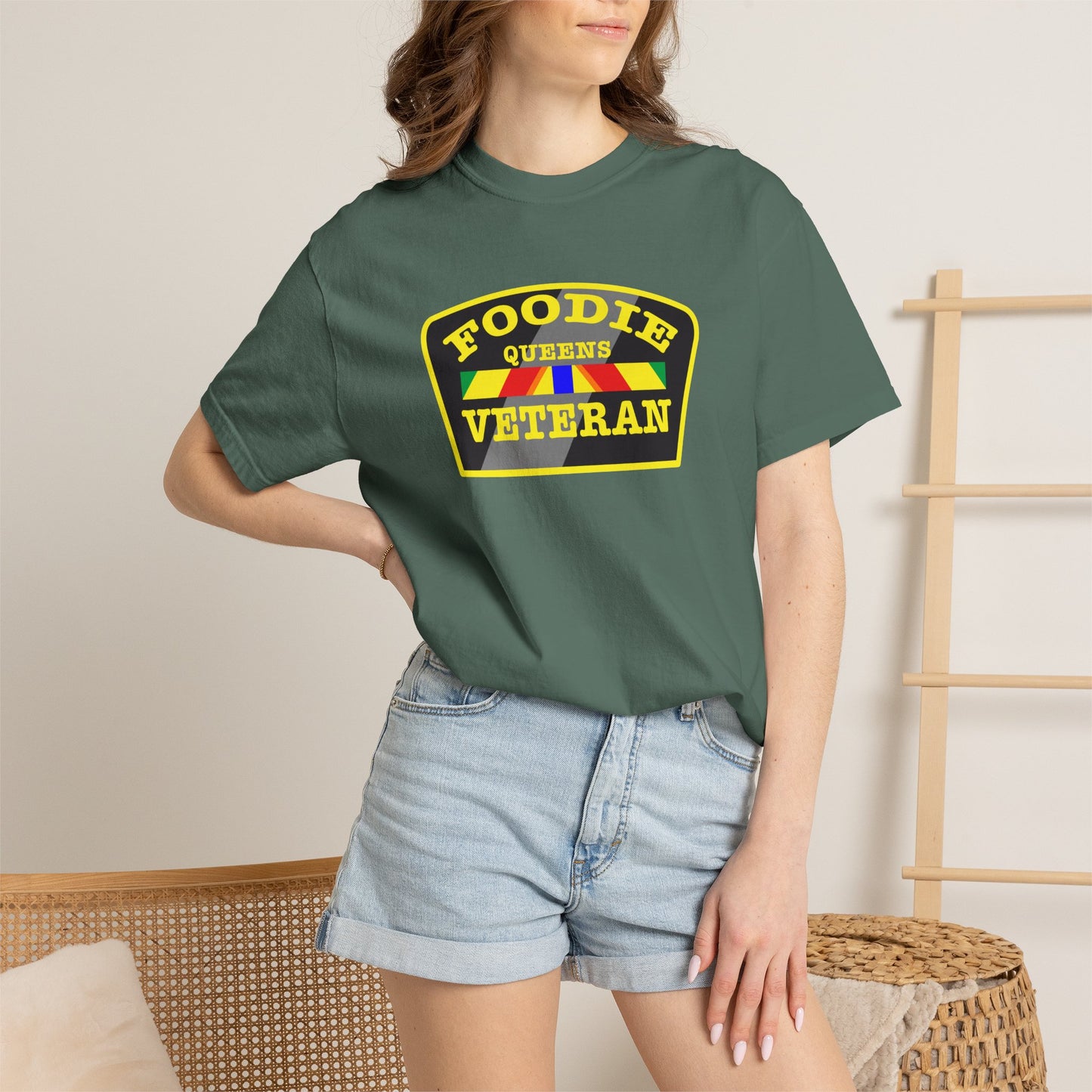 L.O.E.F Foodie Veteran QUEENS Unisex Tee Shirt (Yellow)