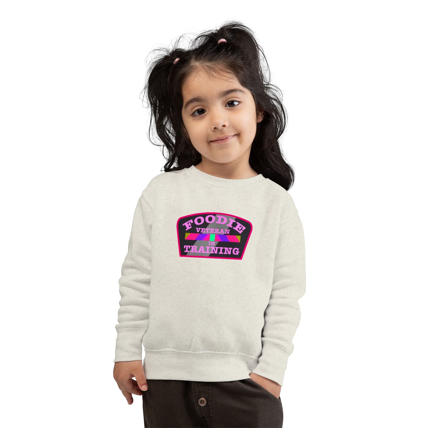L.O.E.F Foodie Veteran In Training Toddler Sweatshirt (Pink)