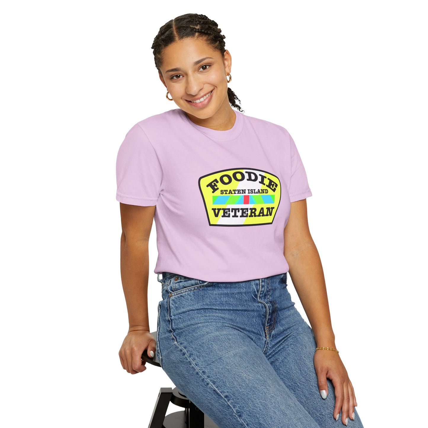 L.O.E.F Foodie Veteran STATEN ISLAND Unisex Tee Shirt (Yellow and Black)